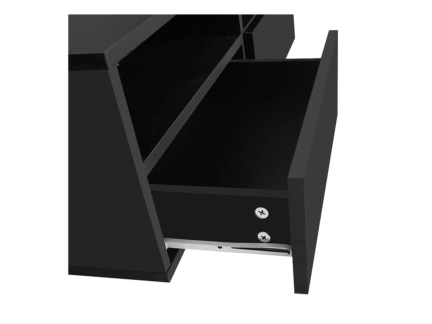 Table basse LED 4 tiroirs 16 couleurs brillant port USB Noir salon chambre