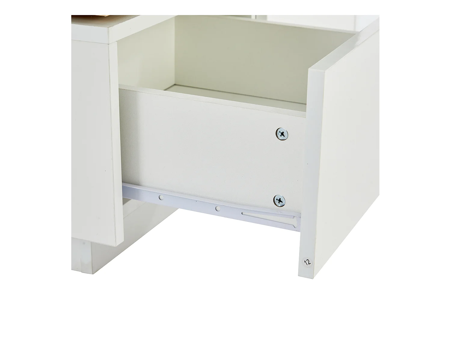 Table basse 75x75x33.5 cm plateau mobile étagère verre brillant blanc salon design