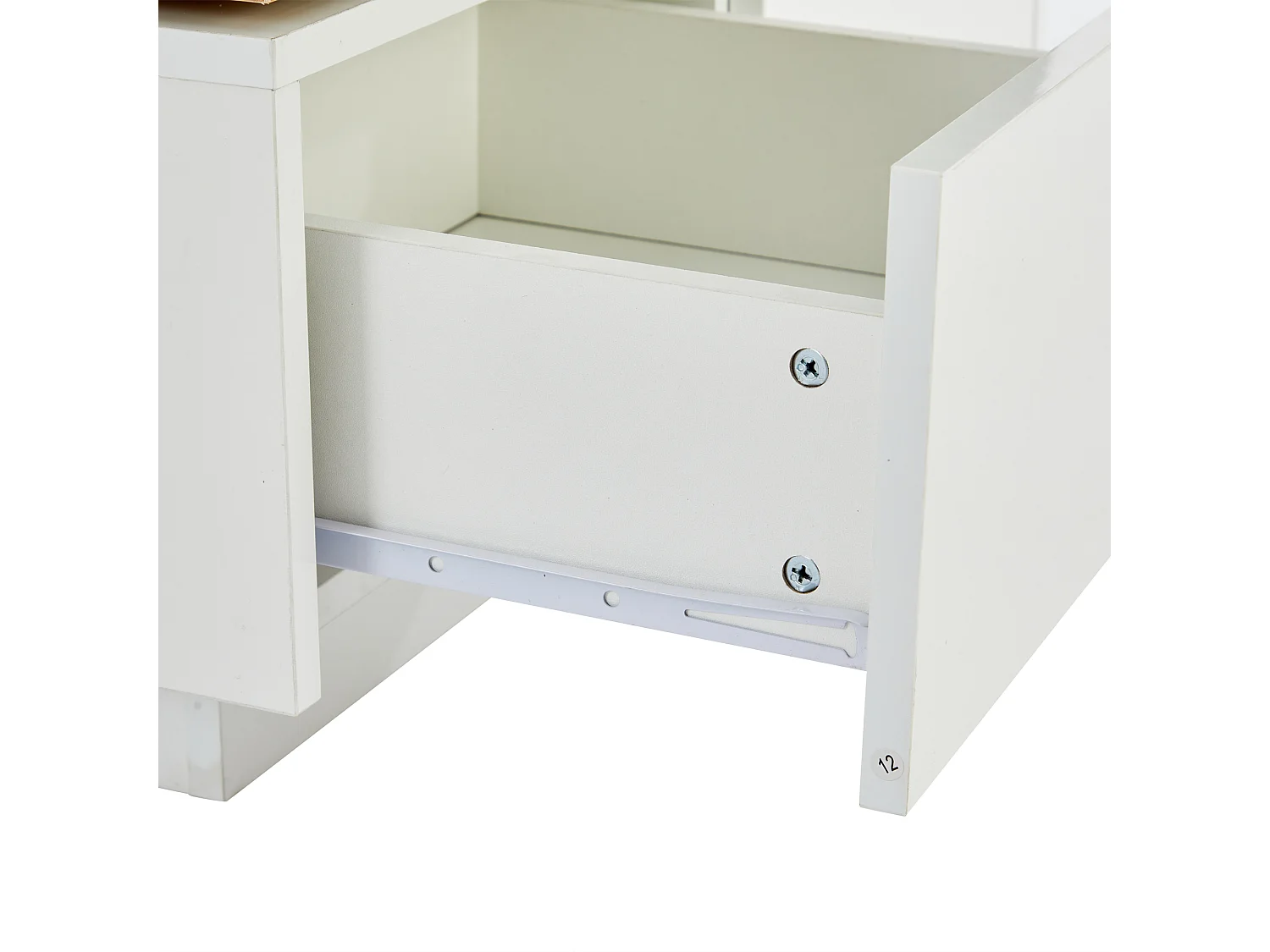 Table basse 75x75x33.5 cm plateau mobile étagère verre brillant blanc salon design