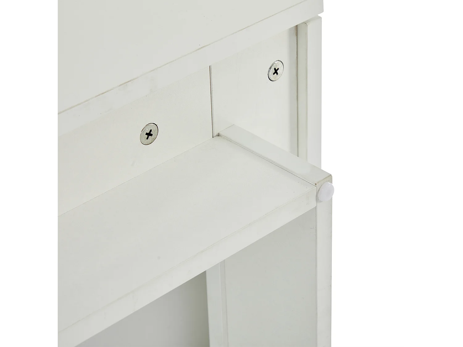 Table basse 75x75x33.5 cm, plateau haut brillant, petits plateaux coulissants, 4 tiroirs, panneaux de particules, blanc