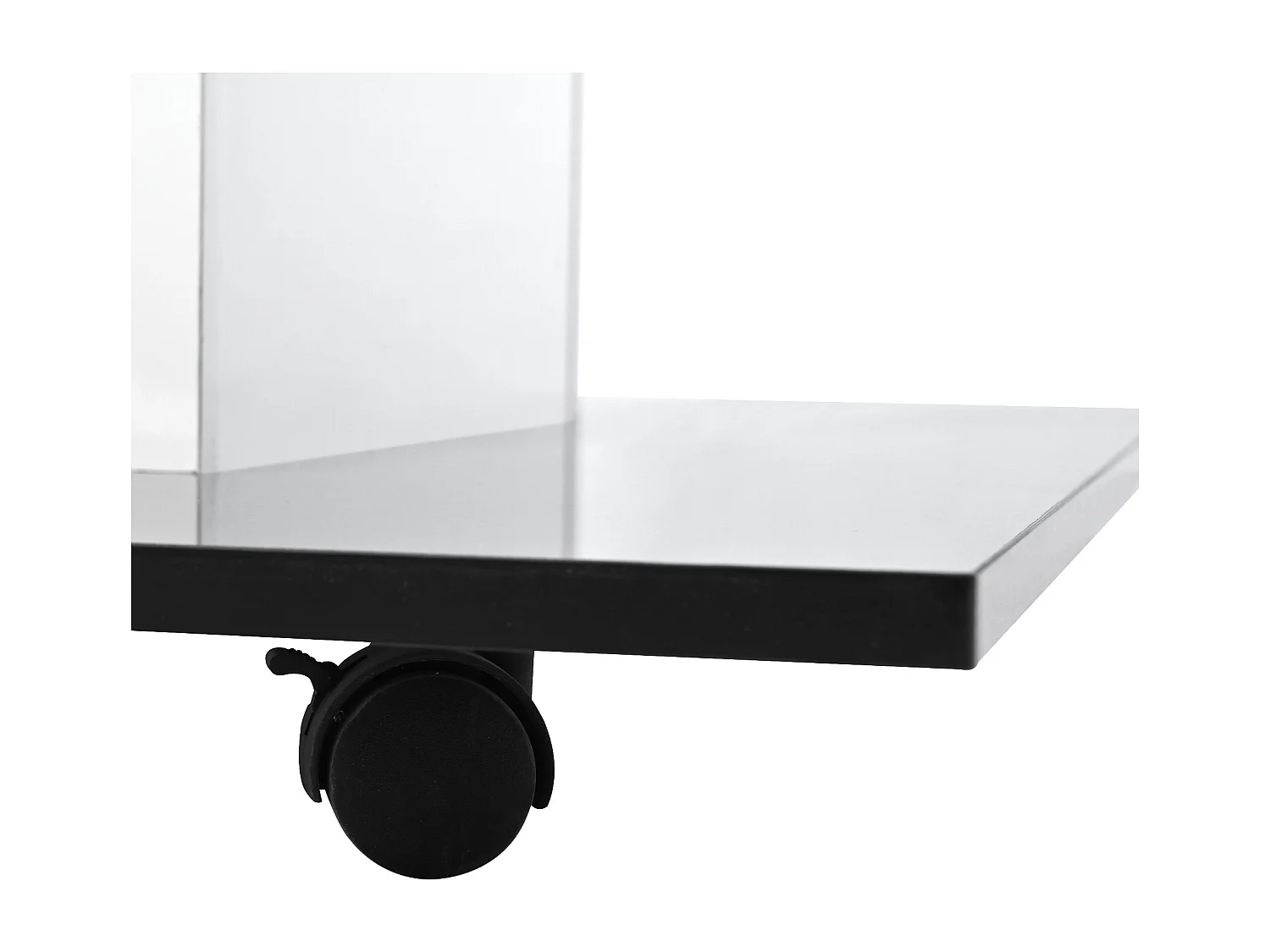 Table basse 80x80x40 cm mobile avec roues pivotantes panneaux de particules en blanc et noir pour salon