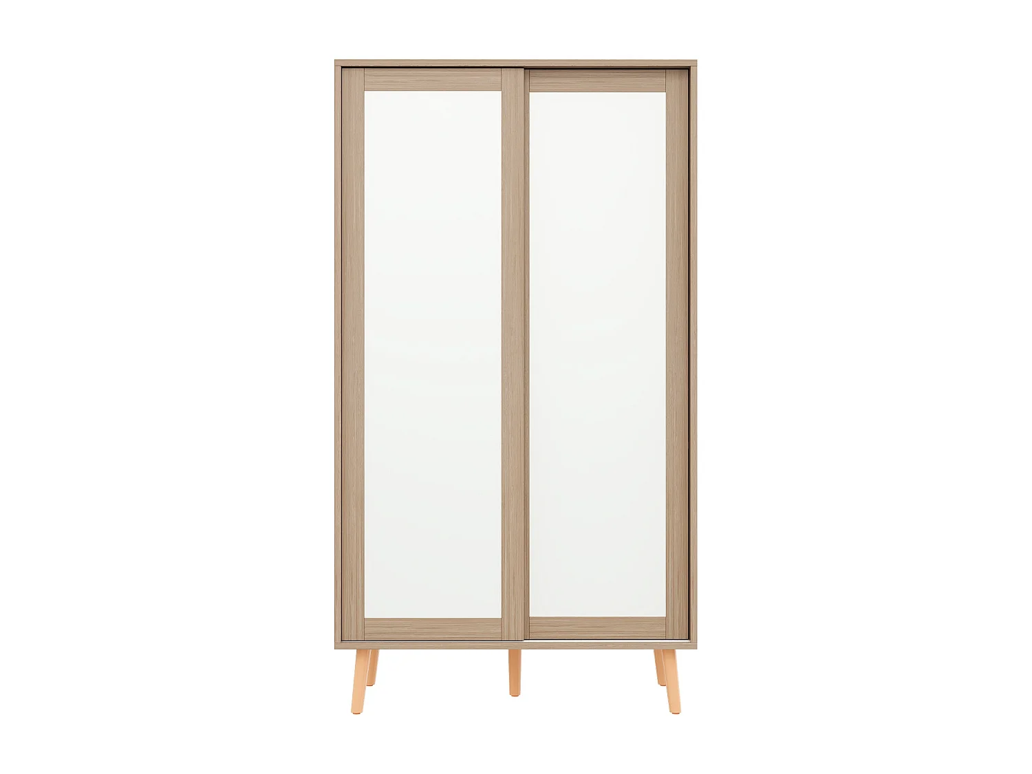 Armoire enfant avec 2 portes coulissantes et tringle à vêtements, blanc et naturel, 80 × 45,7 × 141,5 cm