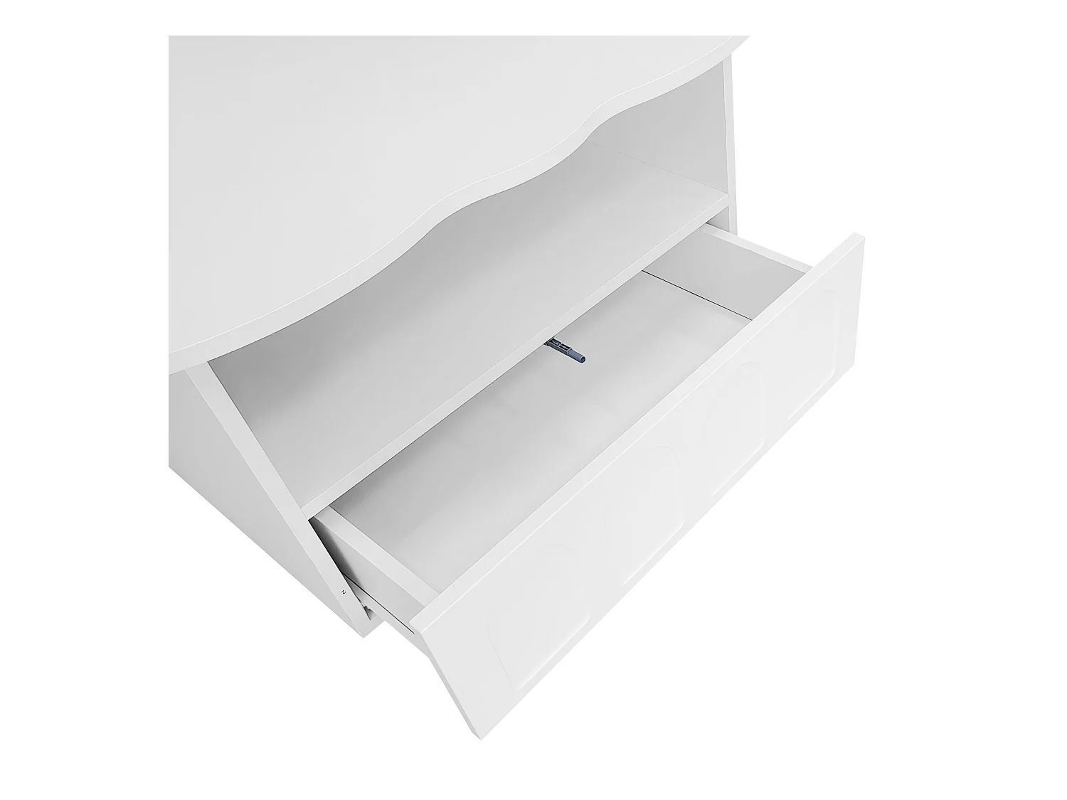 Table basse 100x60x40.5 cm avec tiroirs et compartiments de rangement panneaux de particules en blanc pour salon