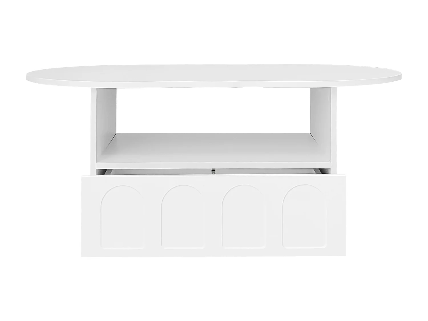 Table basse 100x60x40.5 cm avec tiroirs et compartiments de rangement panneaux de particules en blanc pour salon