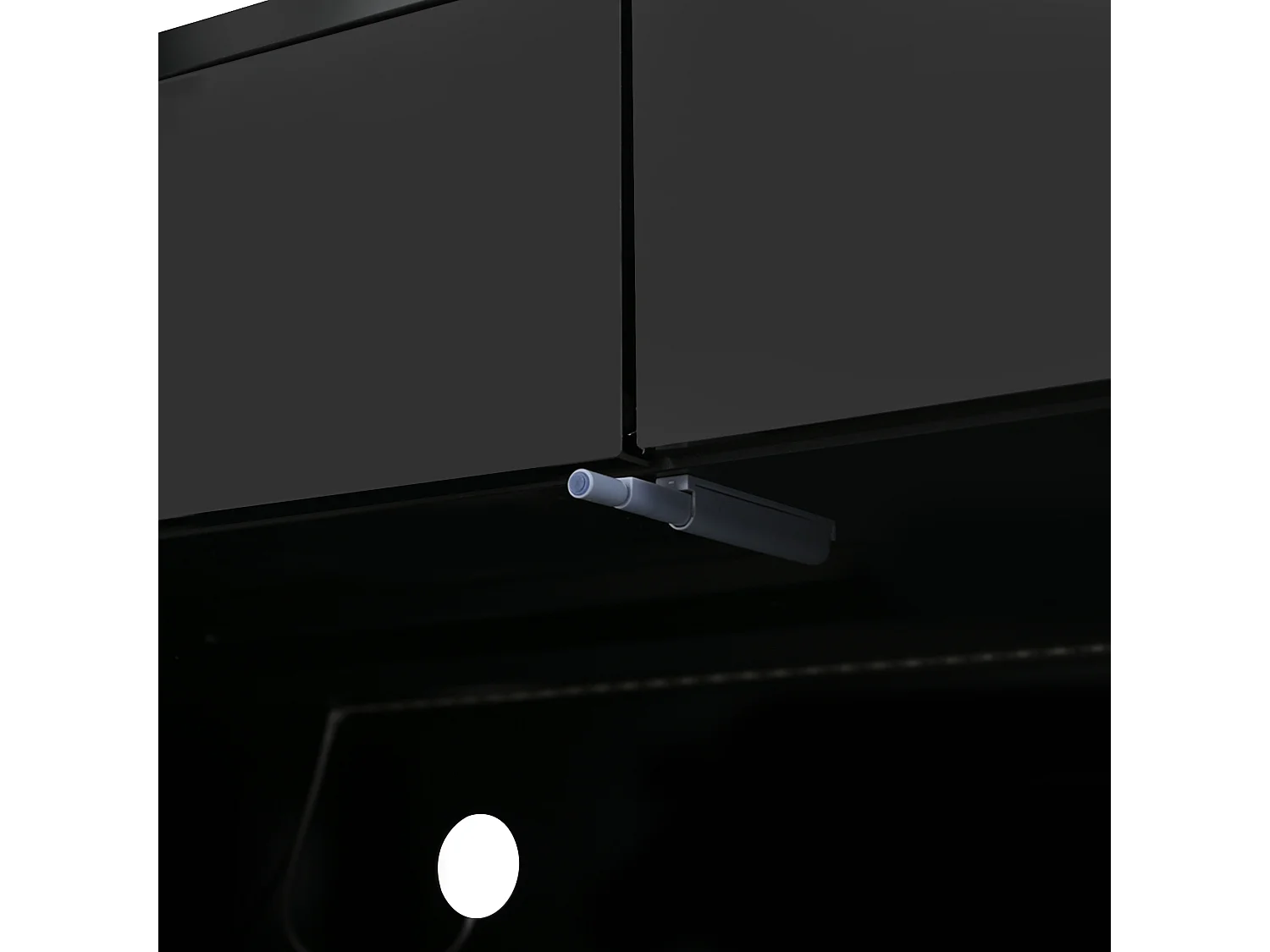 Table basse 100x50x40 cm LED 2 tiroirs brillant verre trempé insonorisé rangement intégré noir salon design