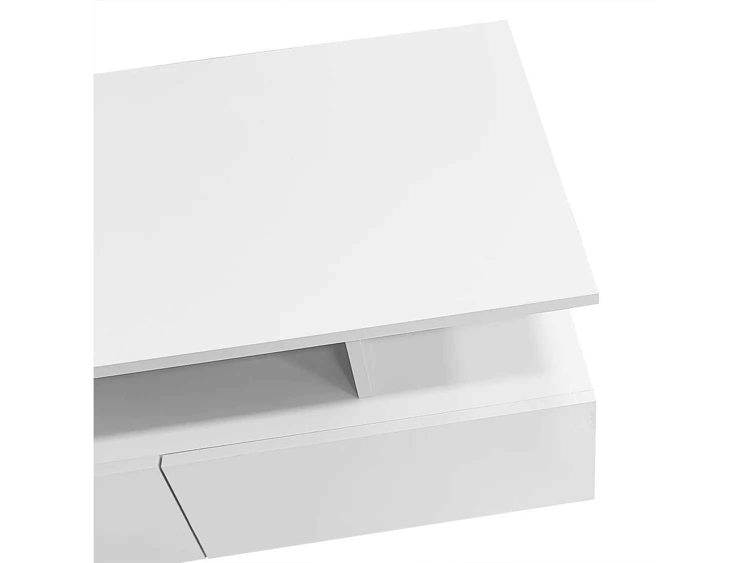 Table basse 90x55x41 cm LED 2 tiroirs Blanc salon contemporain