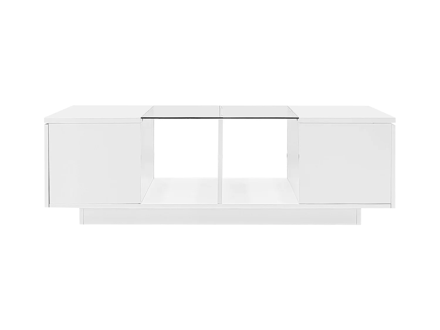 Salontafel 120x50x38.5cm met LED verlichting hoogglans tafelblad en deuren brengen Materiaal Spaanplaat en Wit