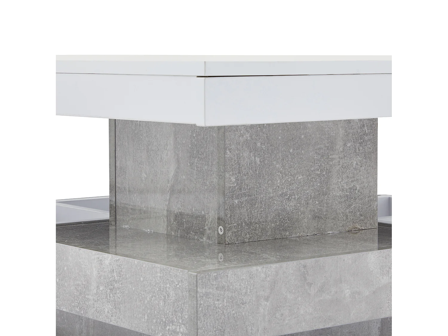 Table basse rotative 360° double plateau brillant panneau marbre blanc pour salon