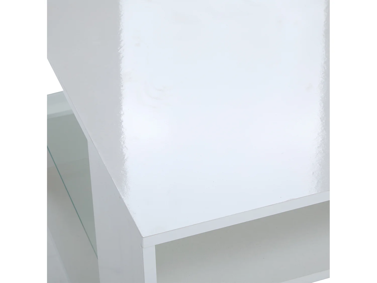Salontafel 96x45x45 cm LED glazen opbergruimte wit moderne woonkamer