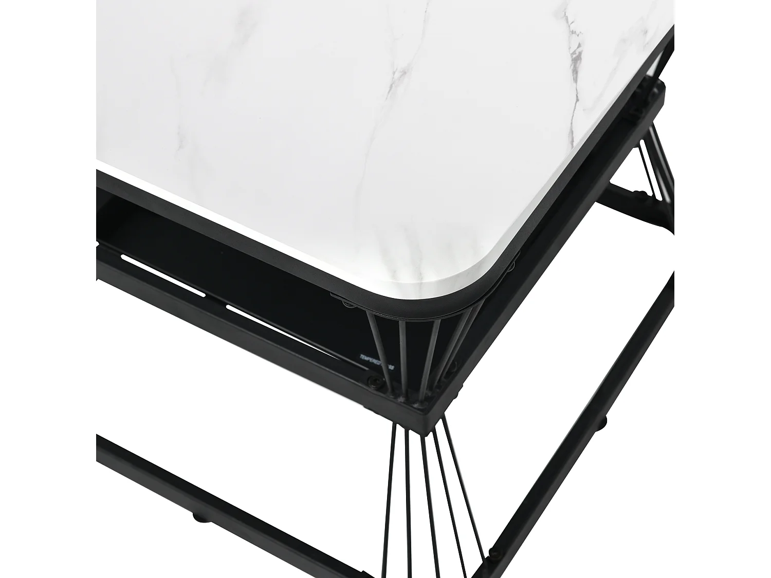 Salontafel 65x65x45cm + 45x45x39,5cm twee tafels met marmerstructuur gemaakt van wit MDF voor de woonkamer