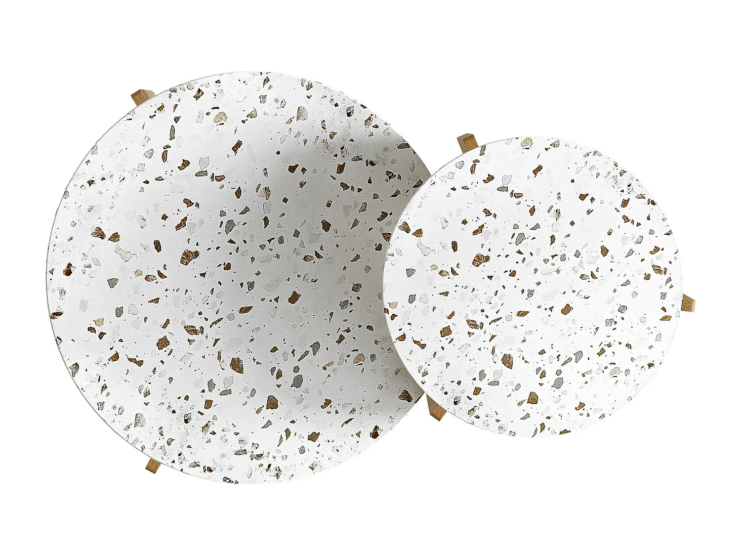 Set van 2 in elkaar passende salontafels 120x70x45,5 cm In elkaar passend design van grote en kleine tafels MDF Natuurlijke kleur en wit