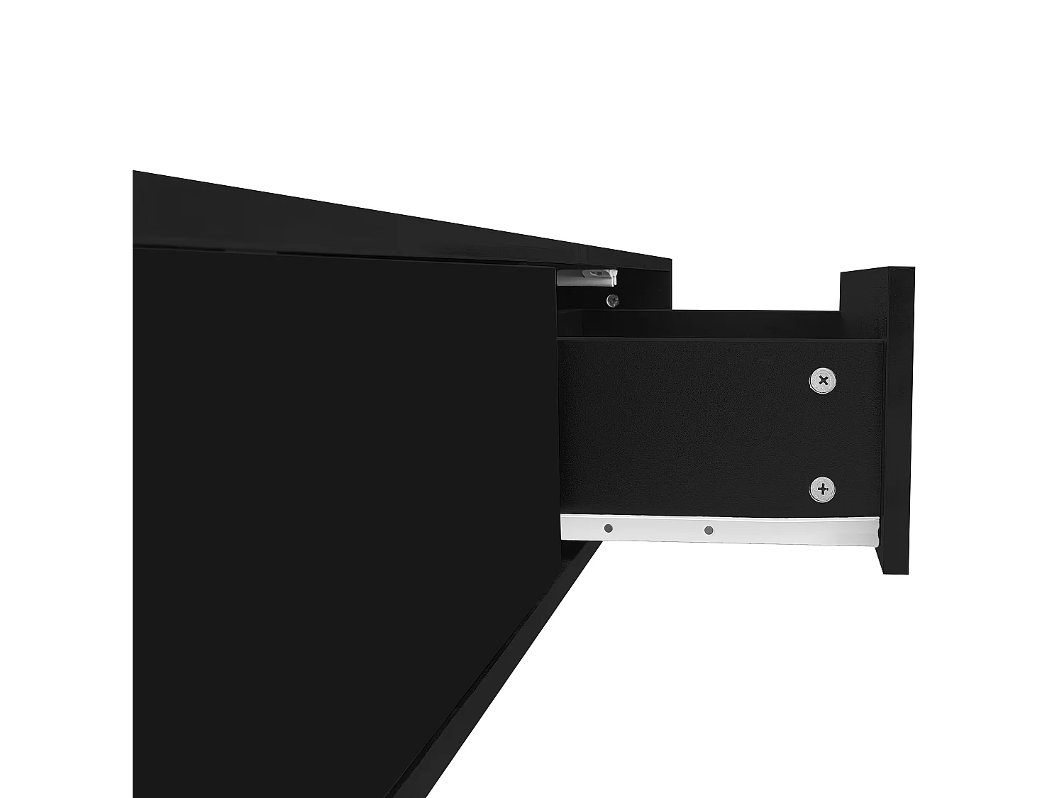 Table basse LED 115x55x34 cm verre brillant 2 tiroirs noir salon design