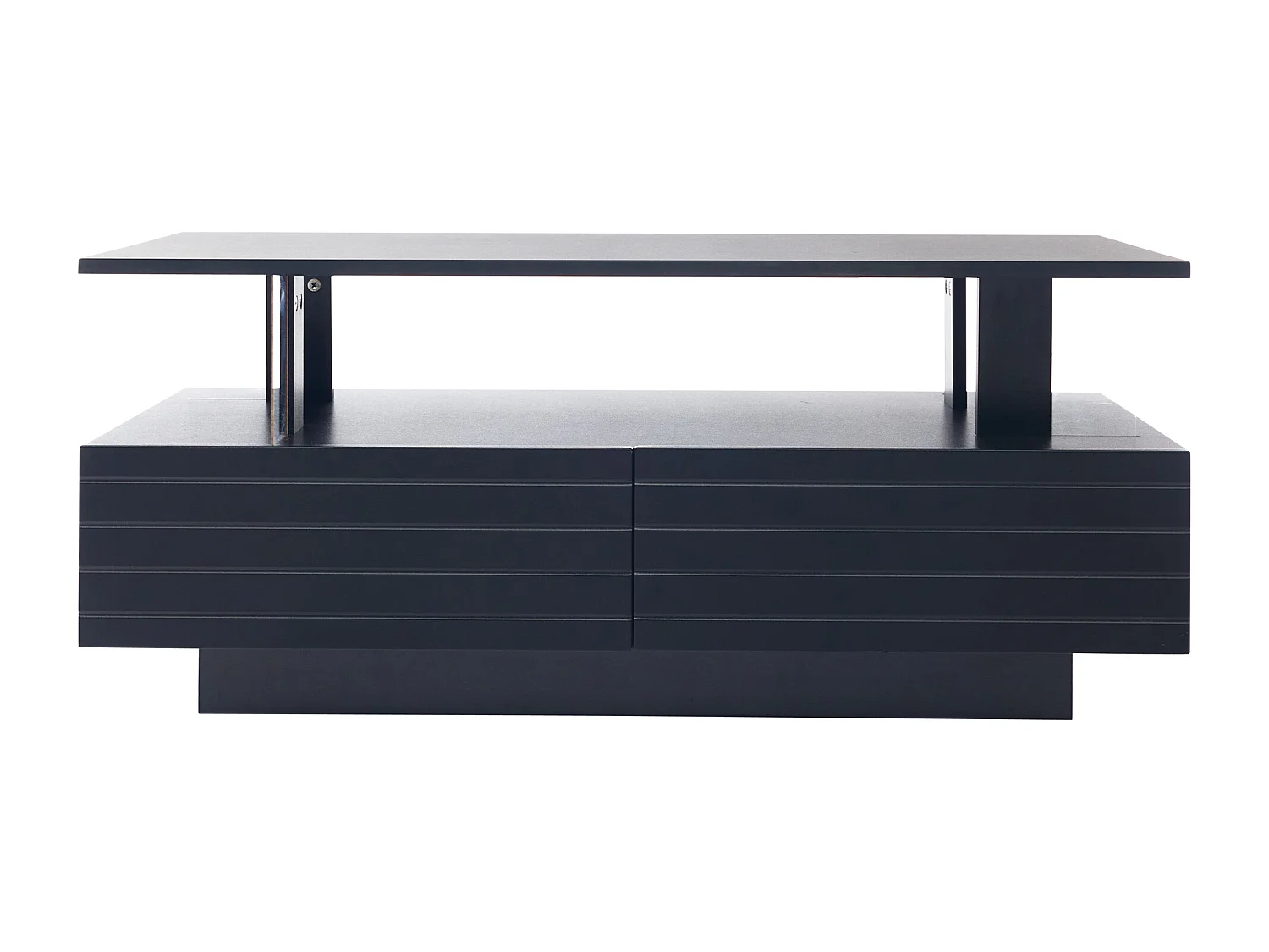 Table basse LED acrylique à double plateau avec rangement et commande noir