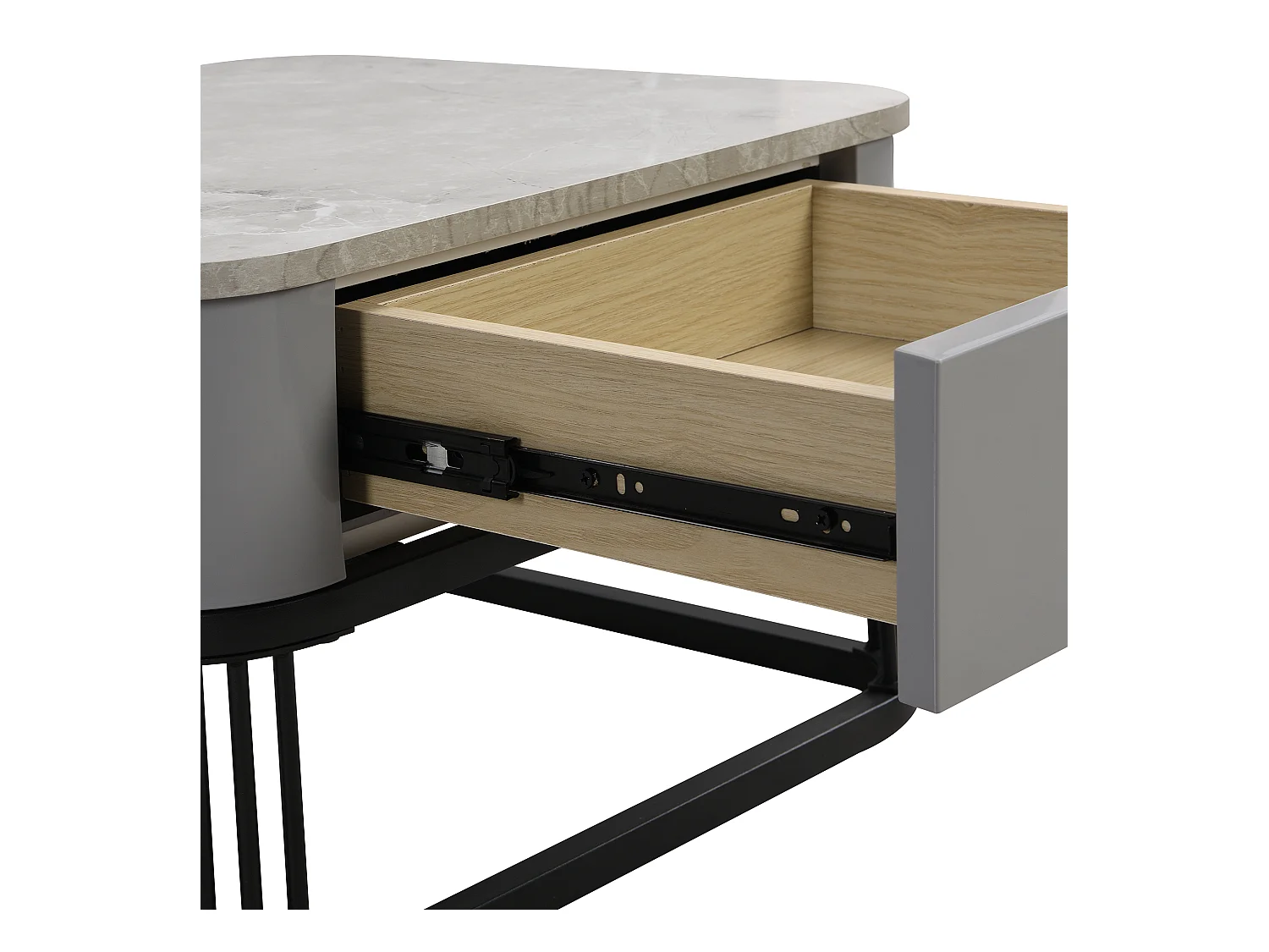 Set van 2 salontafels 60x60x42 cm met grote en kleine tafeltjes en lades MDF materiaal in zwart voor woonkamer