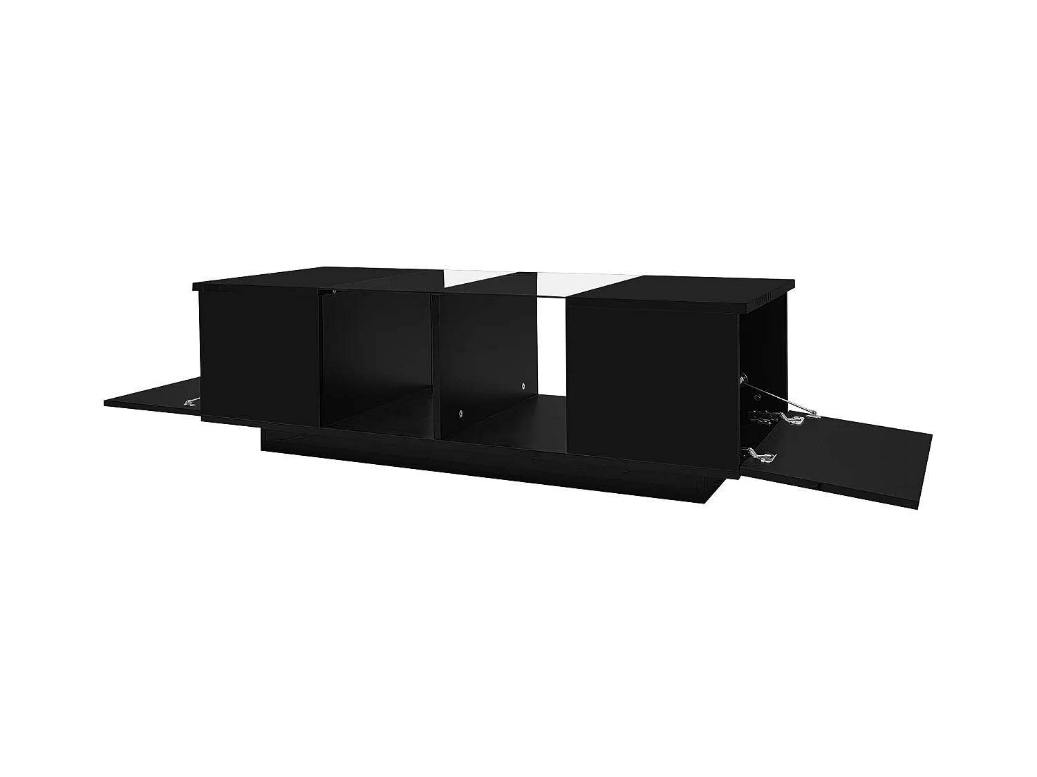 Salontafel 120x50x38.5cm met LED verlichting hoogglans tafelblad en deuren brengen Materiaal Spaanplaat en zwart