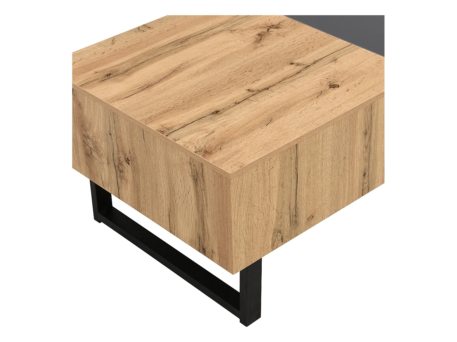 Table basse 100x55x42 cm avec plusieurs compartiments de rangement panneaux de particules en Couleur naturelle pour salon