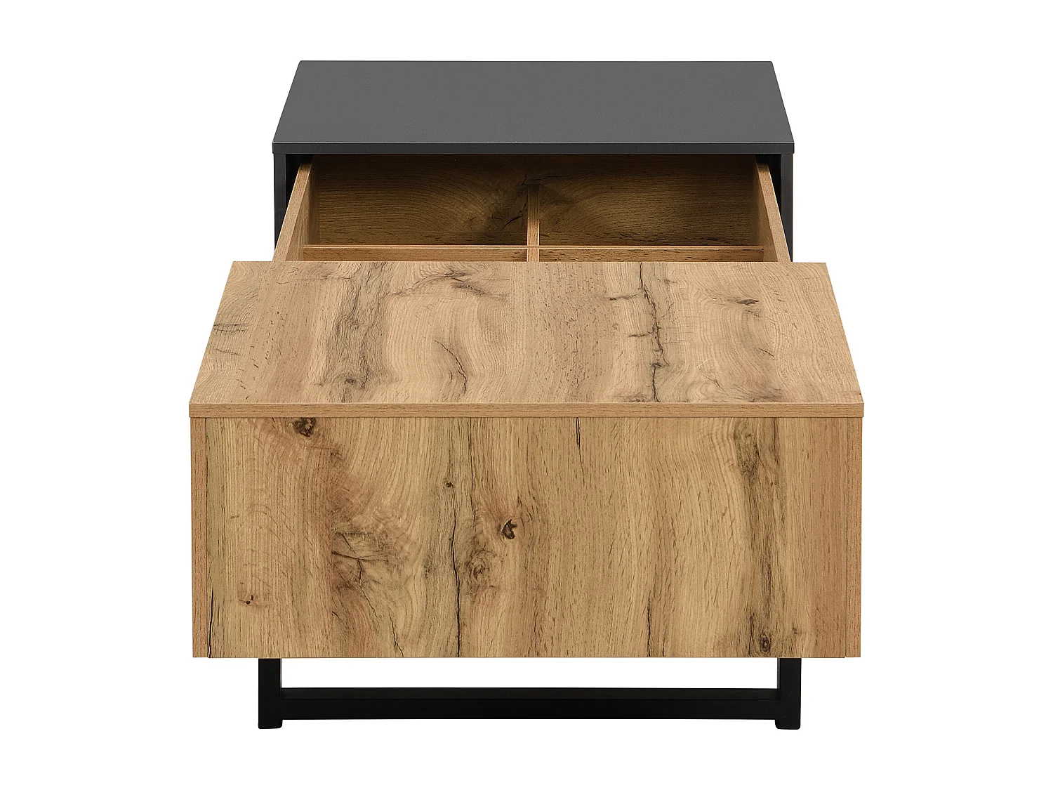 Table basse 100x40x55 cm, plateau coulissant avec rangements, compartiments multiples, panneau de particules, naturel