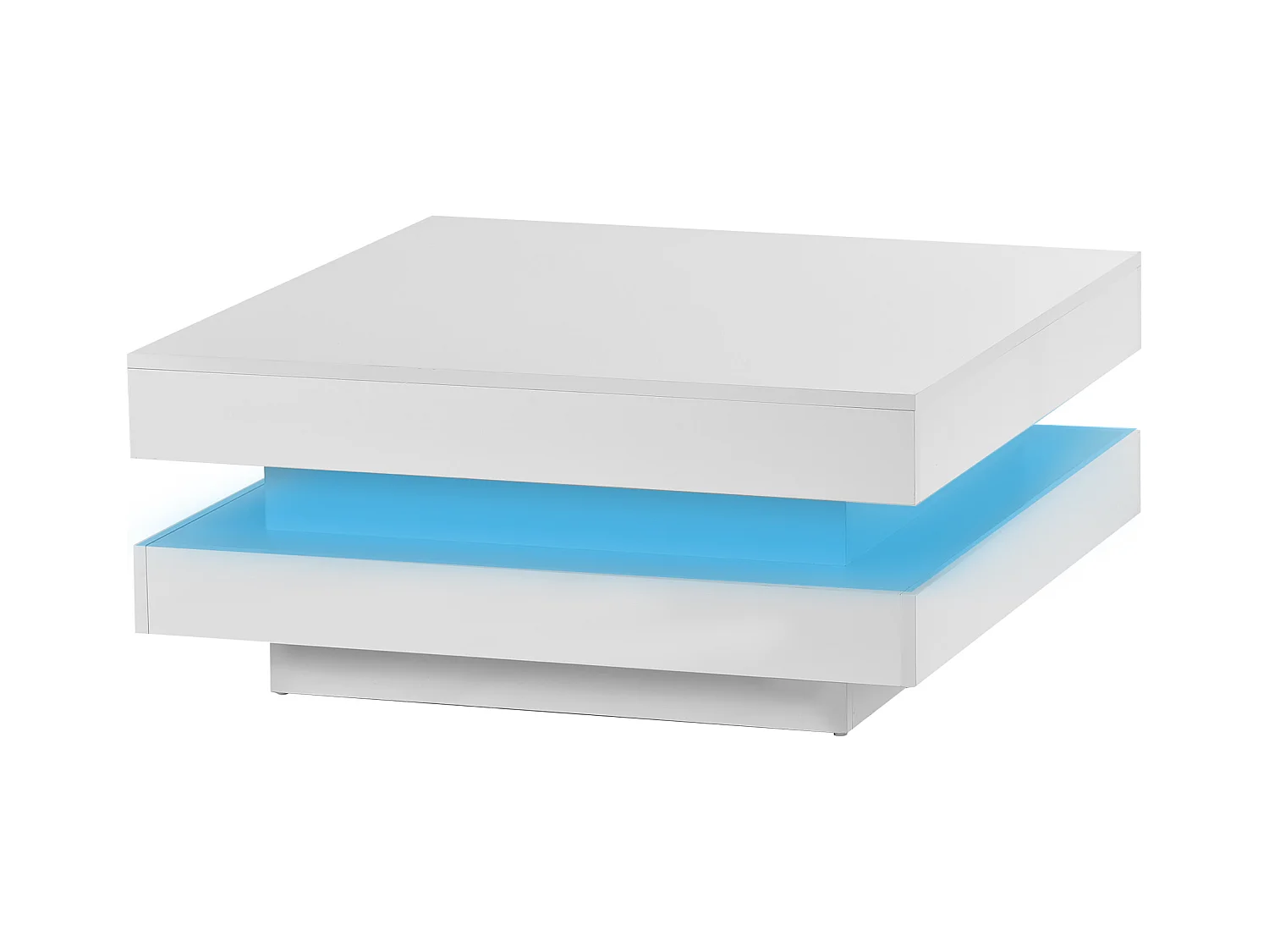Table basse 70x70x36 cm LED 16 couleurs moderne Blanc pour salon bureau