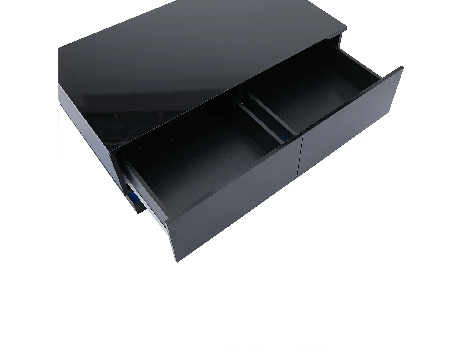 Verstelbare salontafel LED lade gehard glas geïntegreerde opbergruimte multifunctioneel zwart moderne woonkamer