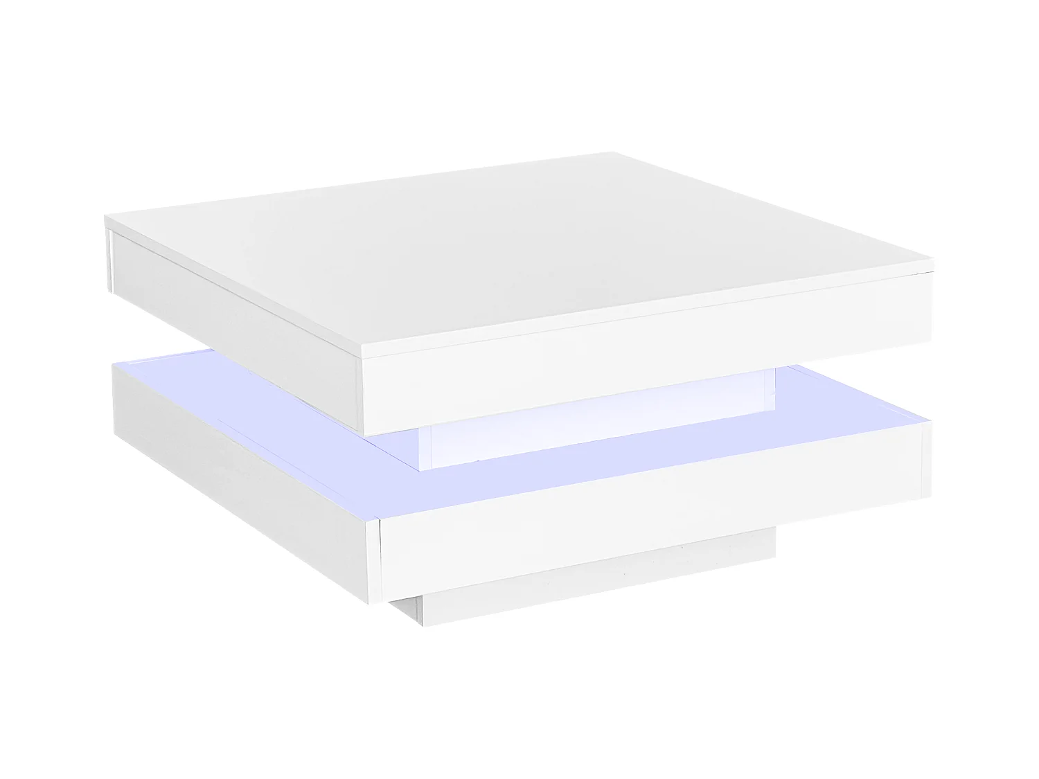 Draaibare salontafel 70x70x36 cm glanzend gelakt draaibaar blad LED 16 kleuren wit voor woonkamer