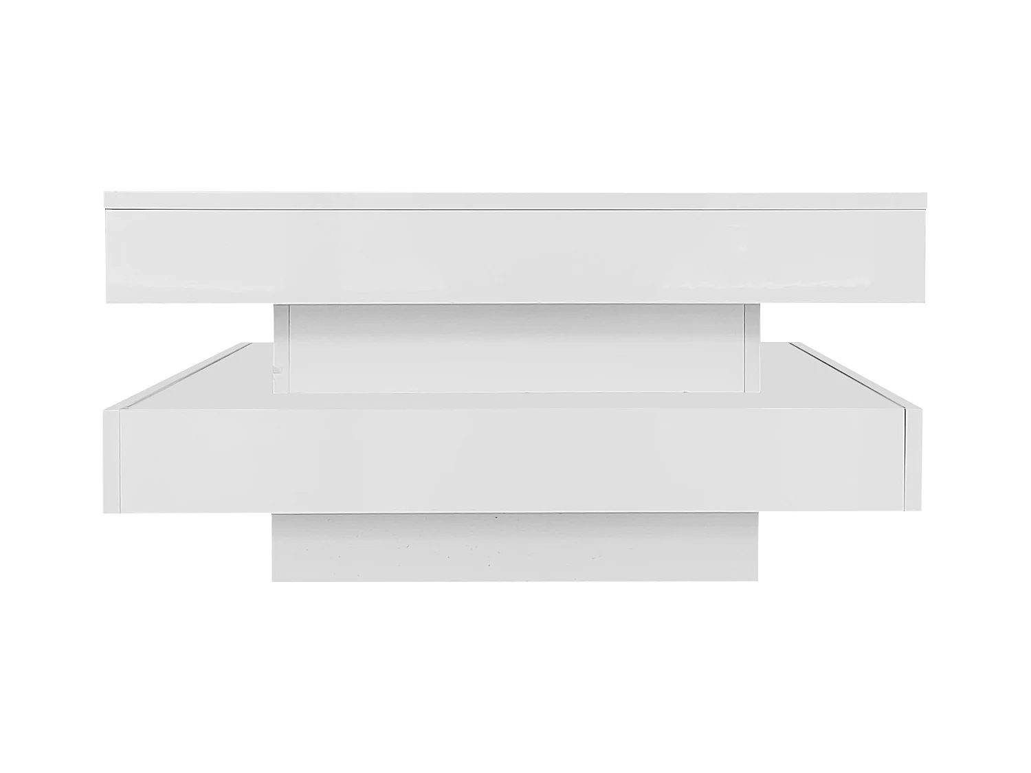 Draaibare salontafel 70x70x36 cm glanzend gelakt draaibaar blad LED 16 kleuren wit voor woonkamer