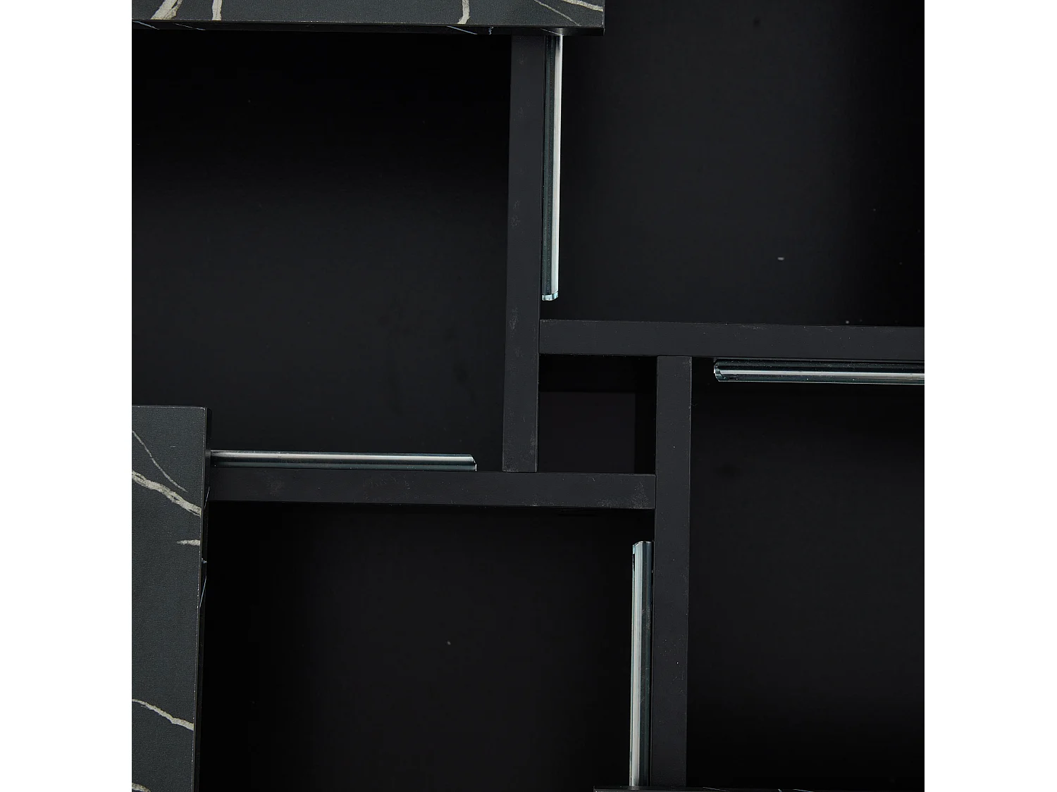 Table basse carrée 90x90x25 cm, plateau coulissant, 4 tiroirs, capacité 30 kg, panneau de particules, noir