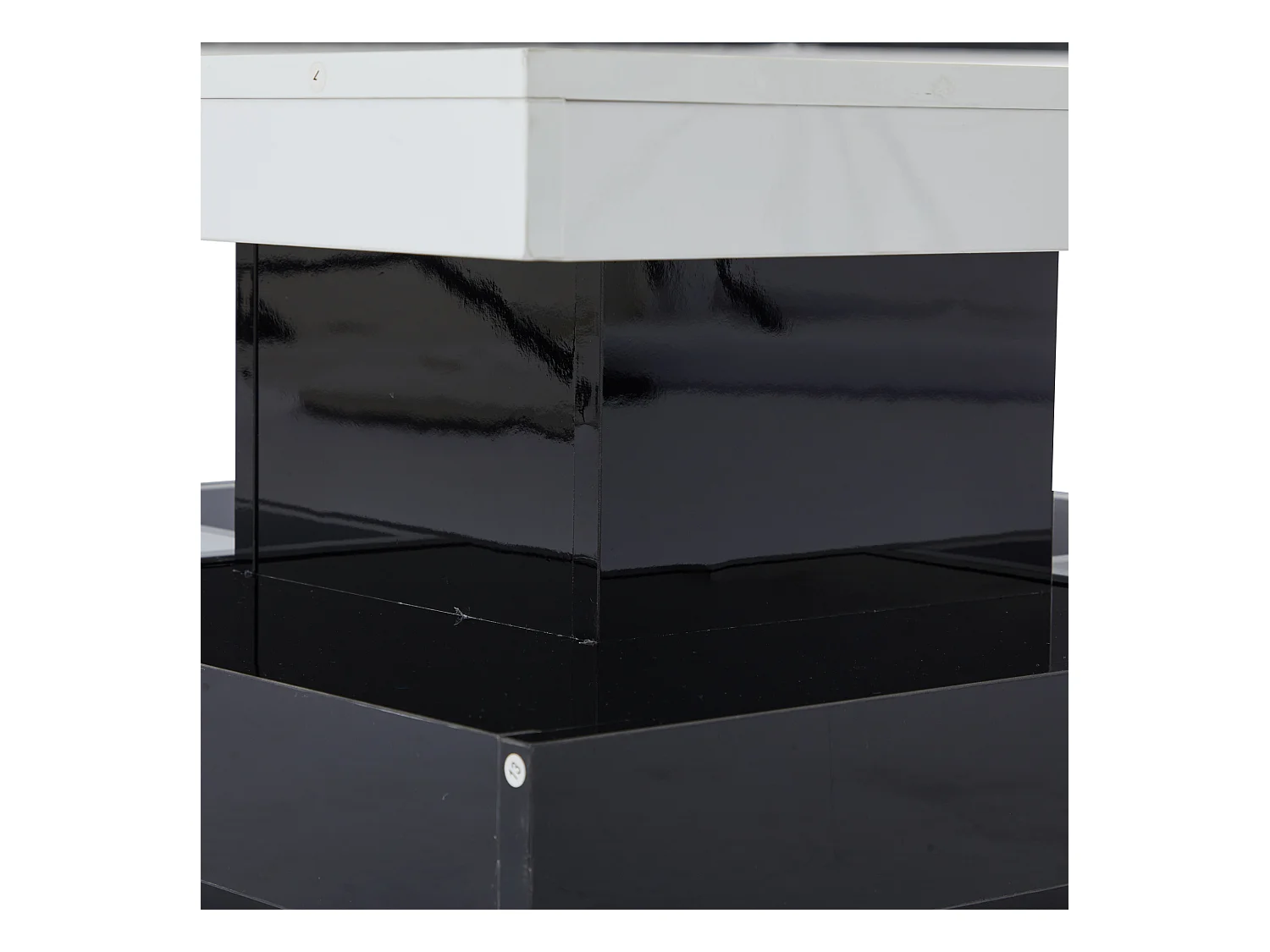 Table basse pivotante 70x70x36 cm 2 plateaux rotatifs rangement intégré brillant blanc noir salon moderne
