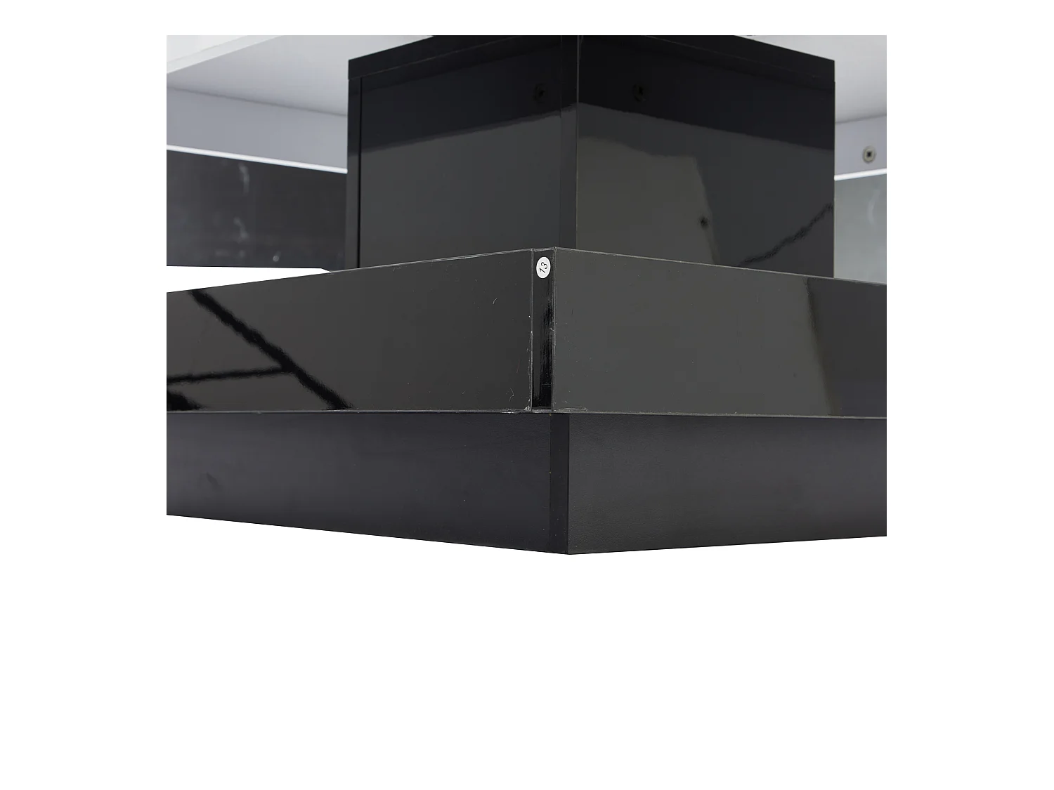 Table basse pivotante 70x70x36 cm 2 plateaux rotatifs rangement intégré brillant blanc noir salon moderne