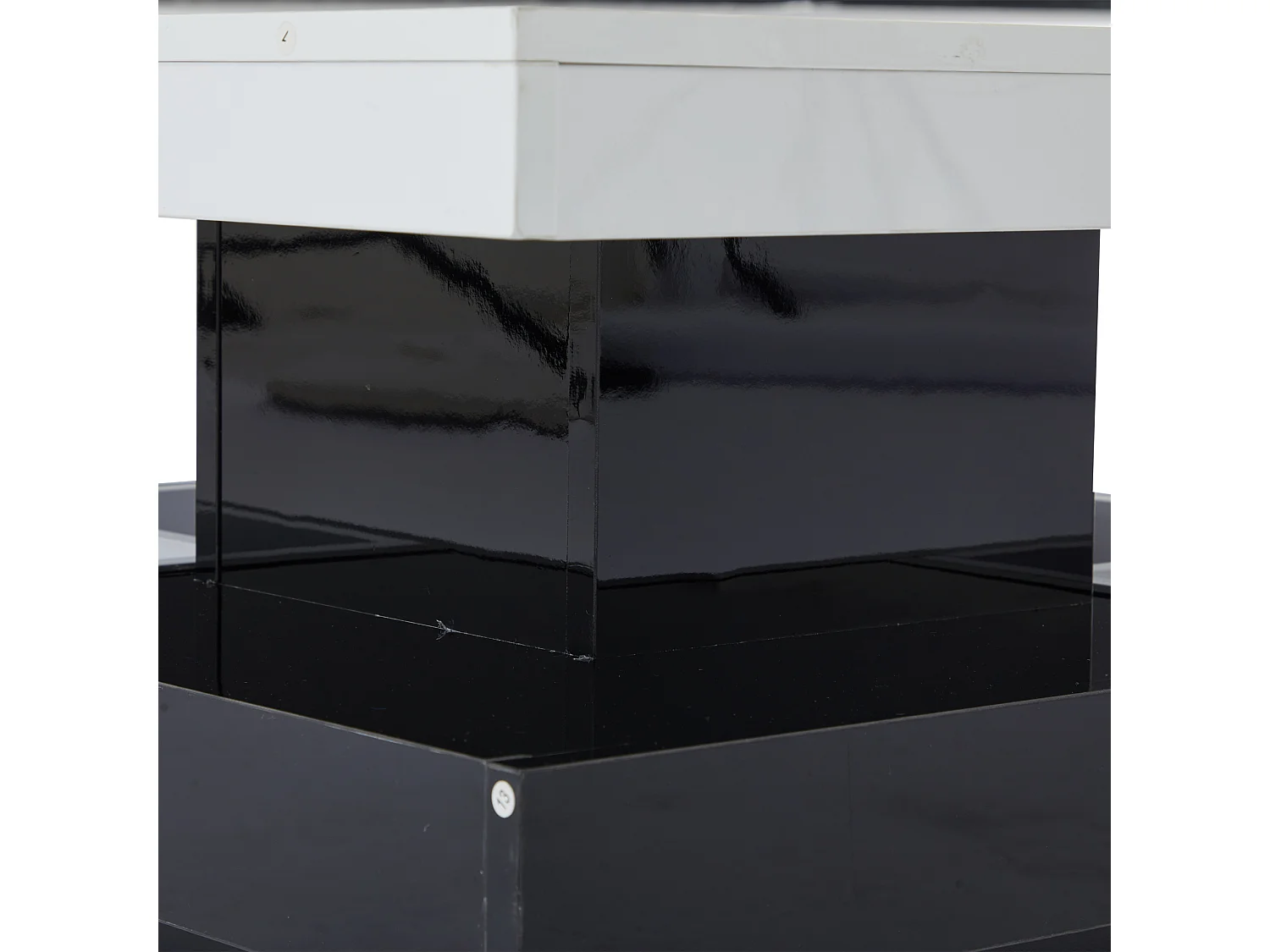 Table basse pivotante 70x70x36 cm 2 plateaux rotatifs rangement intégré brillant blanc noir salon moderne