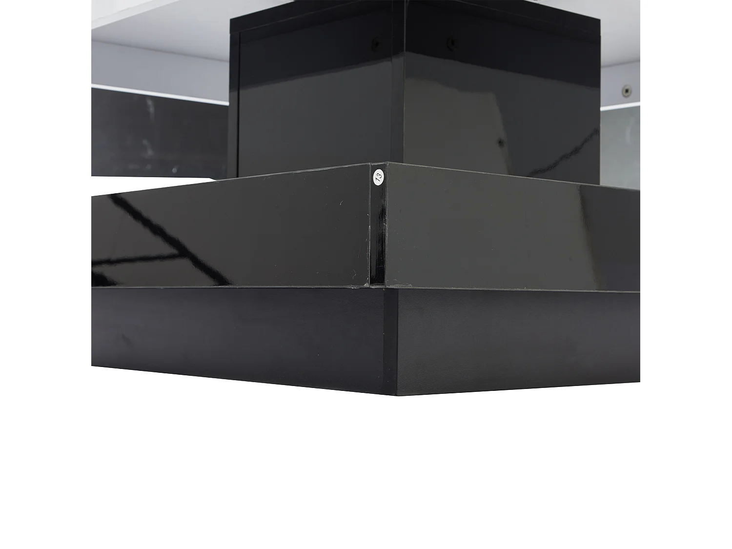 Table basse 70x70x36 cm, plateau rotatif 360°, double niveau avec rangement, panneau de particules, noir et blanc