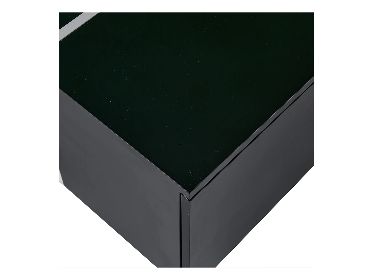 Table basse 100x60x40 cm 4 tiroirs plateau réglable brillant effet patchwork noir salon contemporain