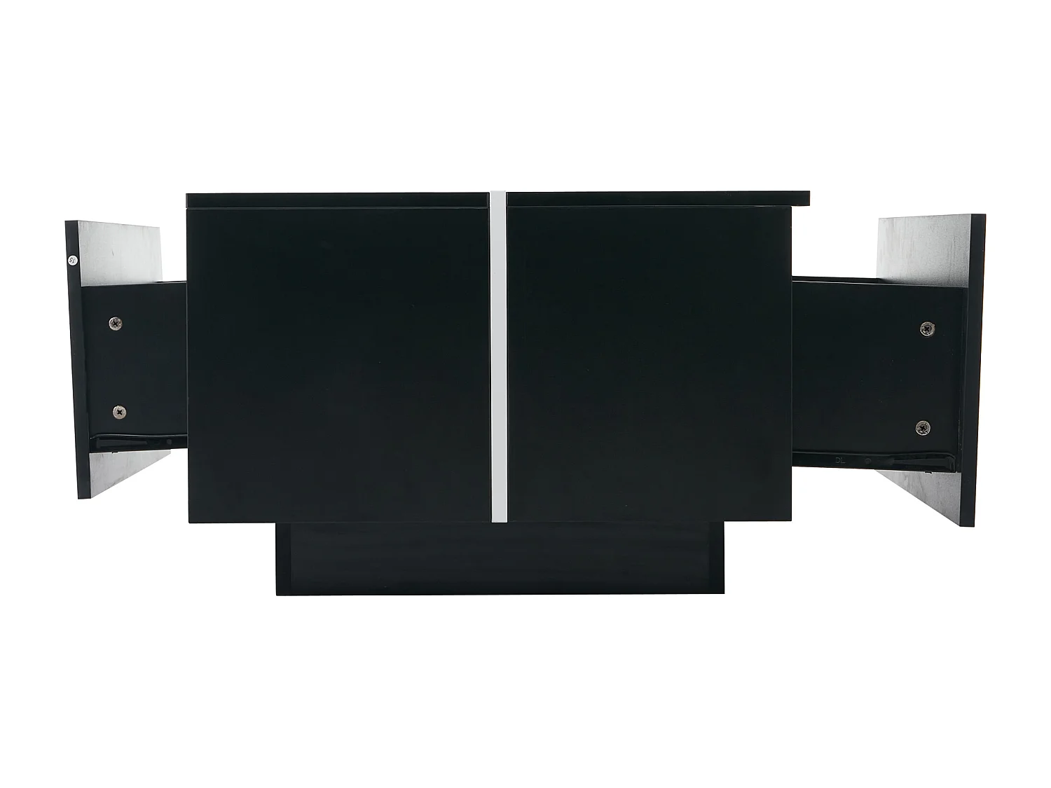 Table basse 100x60x40 cm 4 tiroirs plateau réglable brillant effet patchwork noir salon contemporain