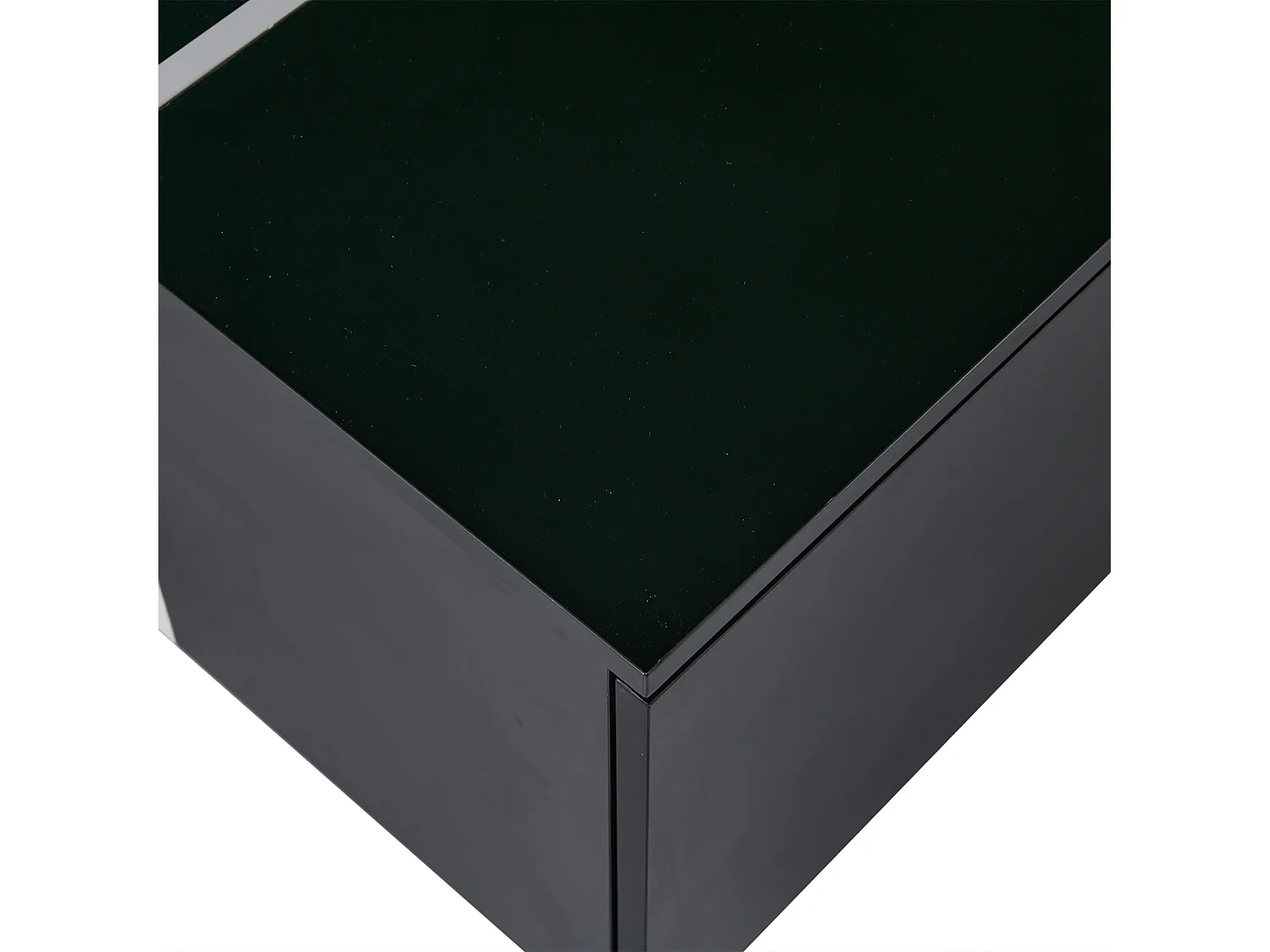 Table basse 100x60x40 cm 4 tiroirs plateau réglable brillant effet patchwork noir salon contemporain