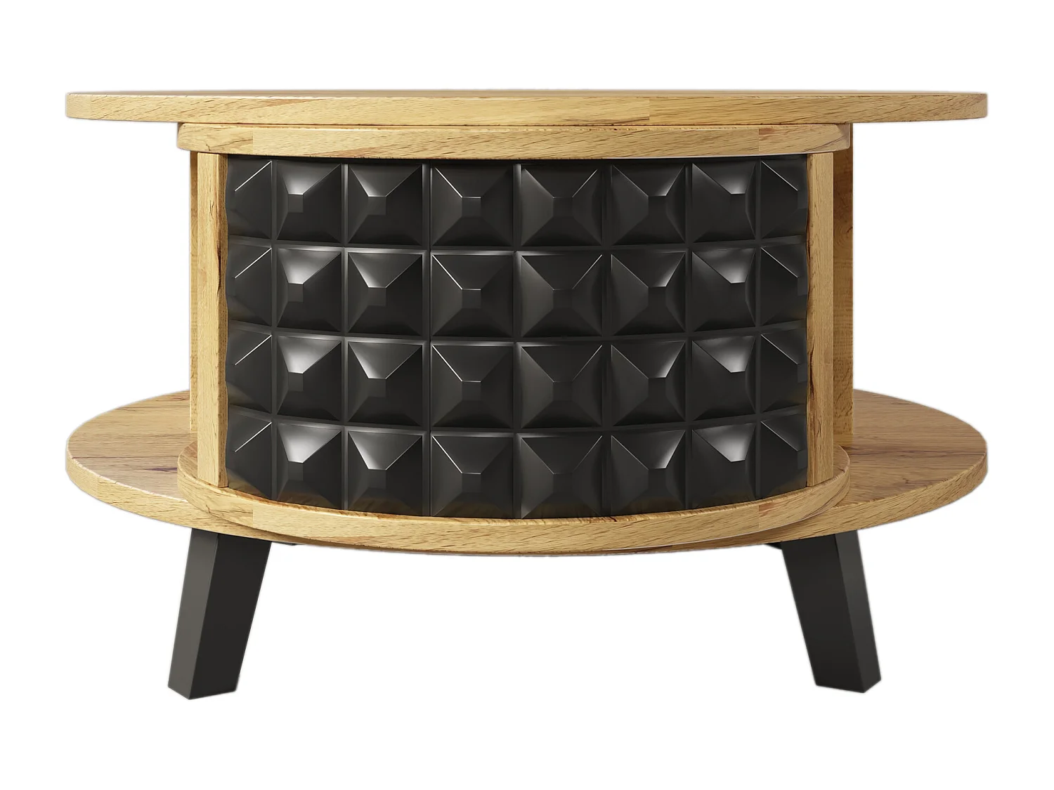 Meuble TV 85.2x80x45.2 cm, grand rangement, portes coulissantes en verre, panneau de particules, naturel