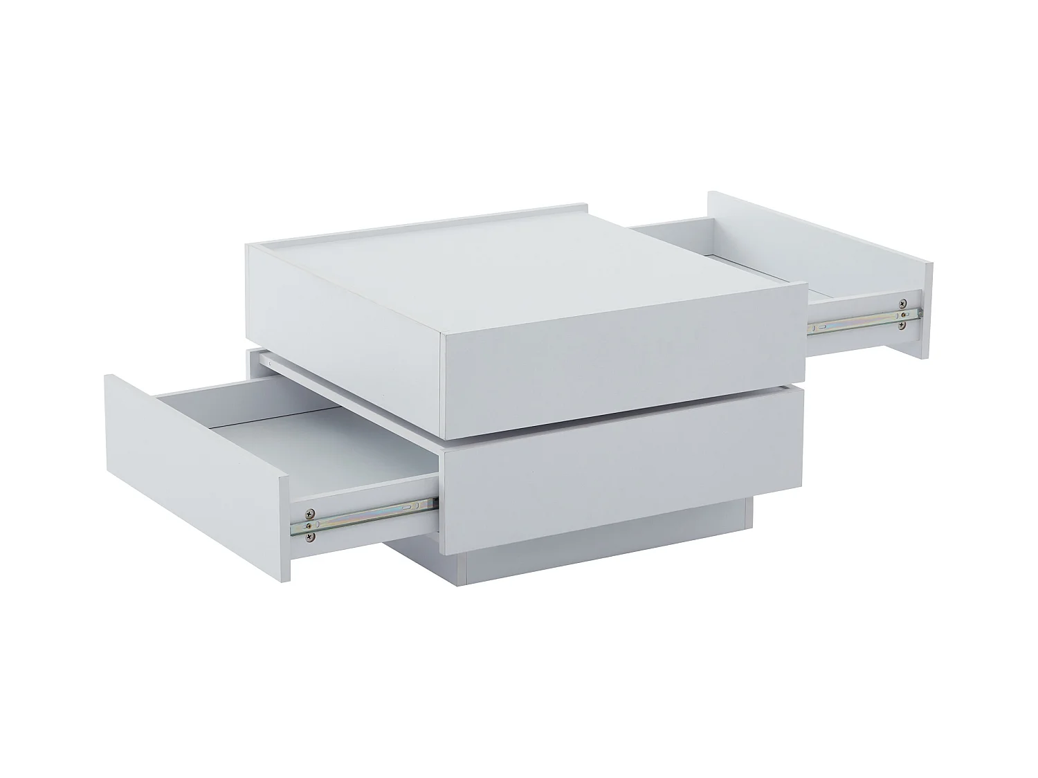 Table basse 60x60x38cm pivotante 2 étagères rangement blanc pour salon