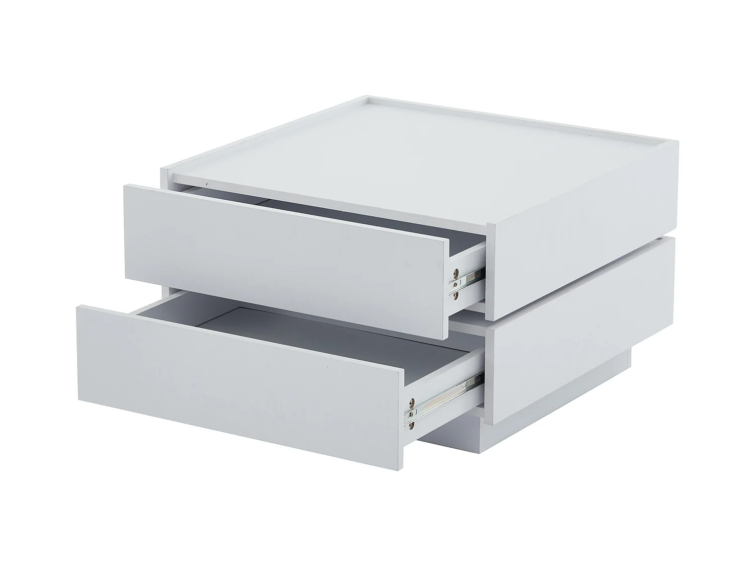 Table basse 60x60x38cm pivotante 2 étagères rangement blanc pour salon