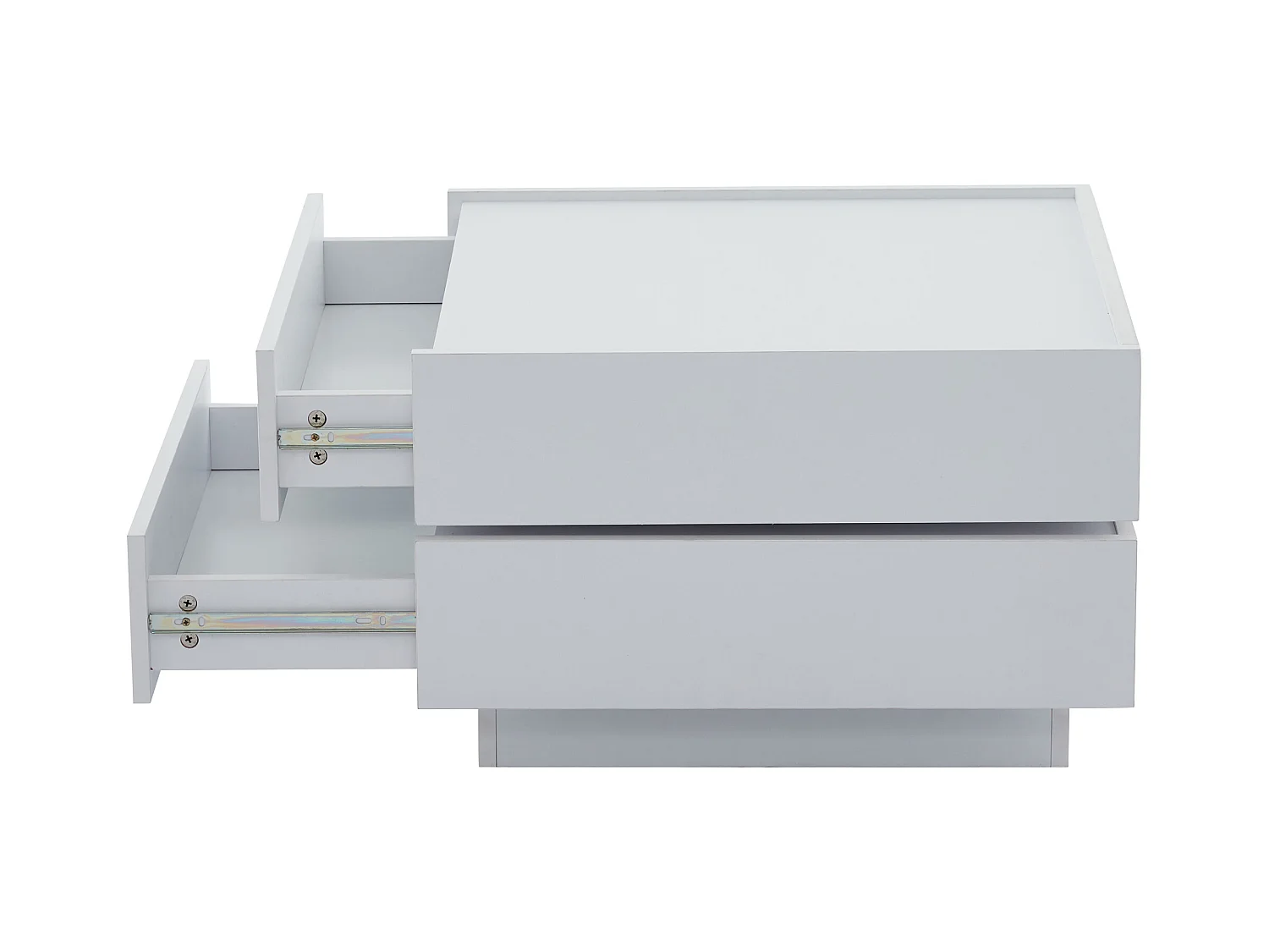 Table basse 60x60x38cm pivotante 2 étagères rangement blanc pour salon