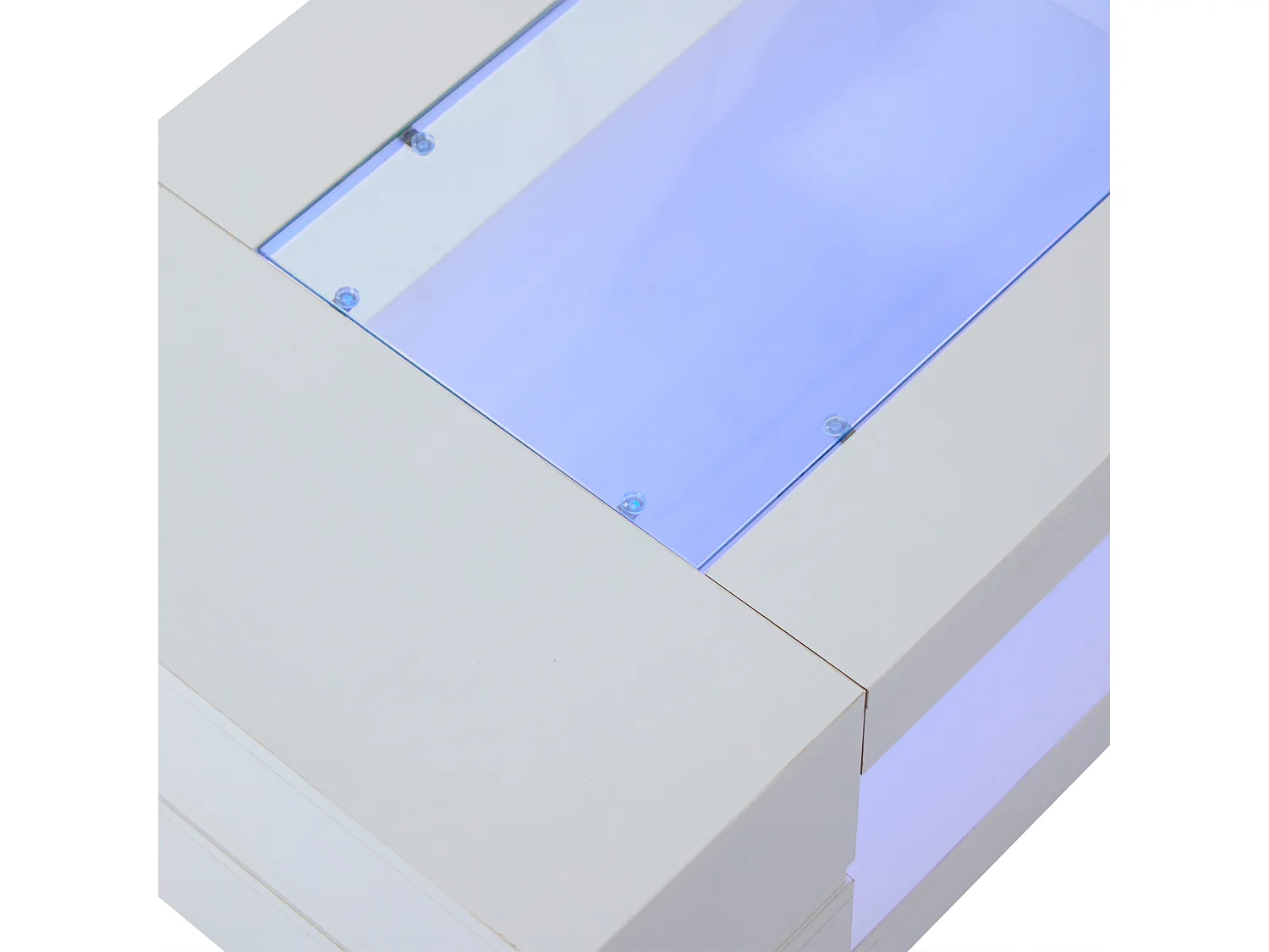 Table basse LED blanche avec commande application multifonction Blanc pour salon bureau et fête