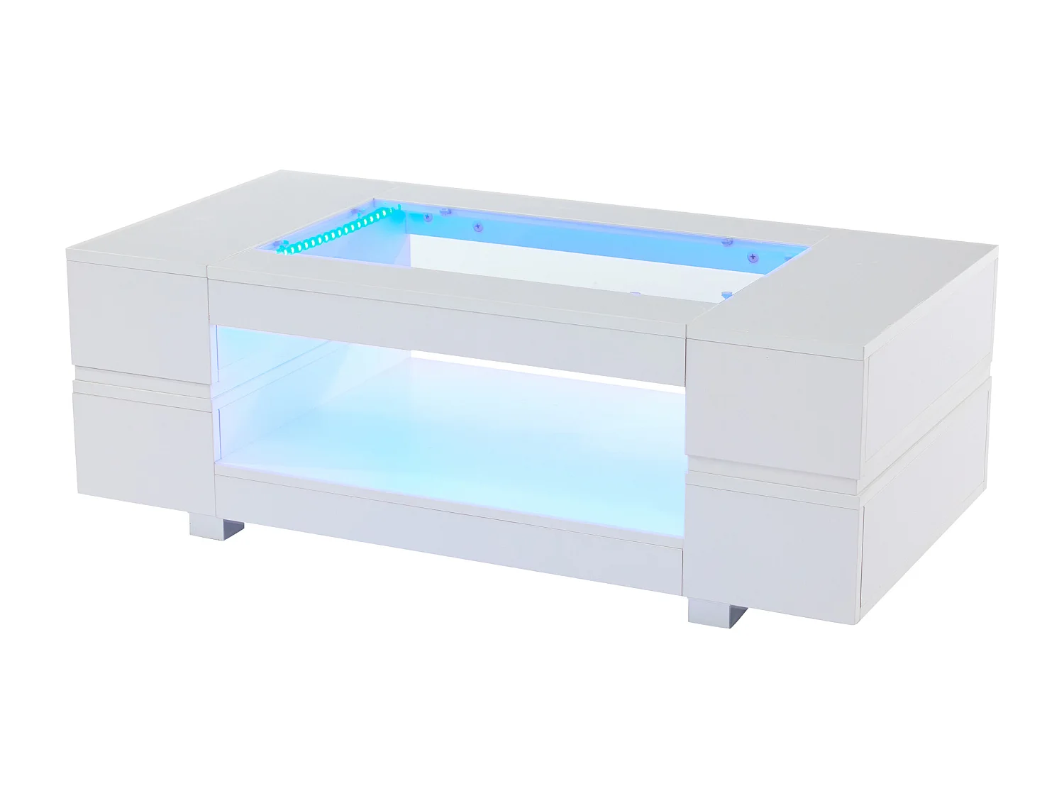 Table basse LED blanche avec commande application multifonction Blanc pour salon bureau et fête
