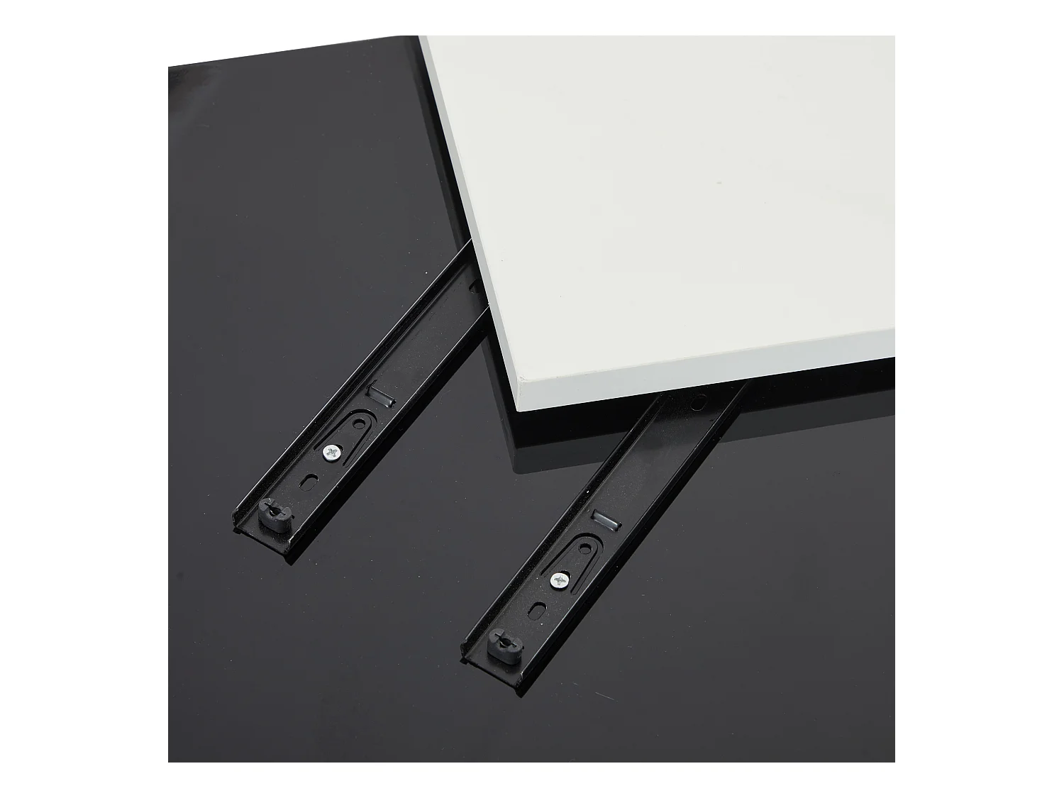 Table basse 75x75x33.5cm brillant étagères plateau amovible contraste blanc noir pour salon