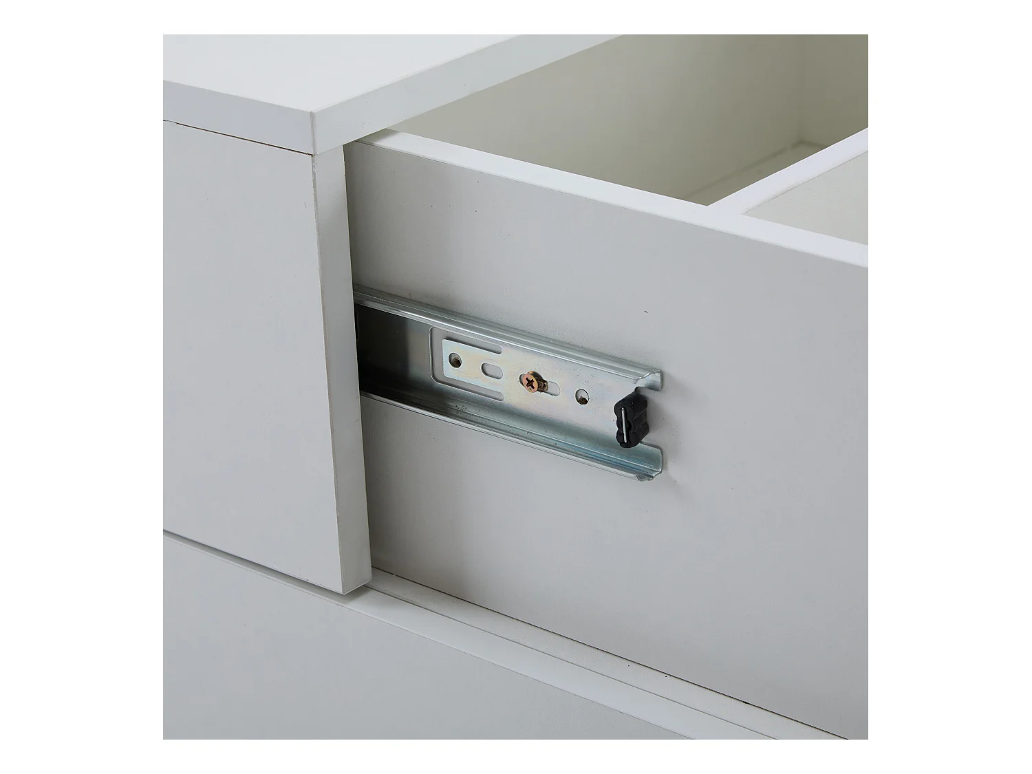 Salontafel 100x50x35cm LED gemarmerd glas 2 lades wit voor woonkamer