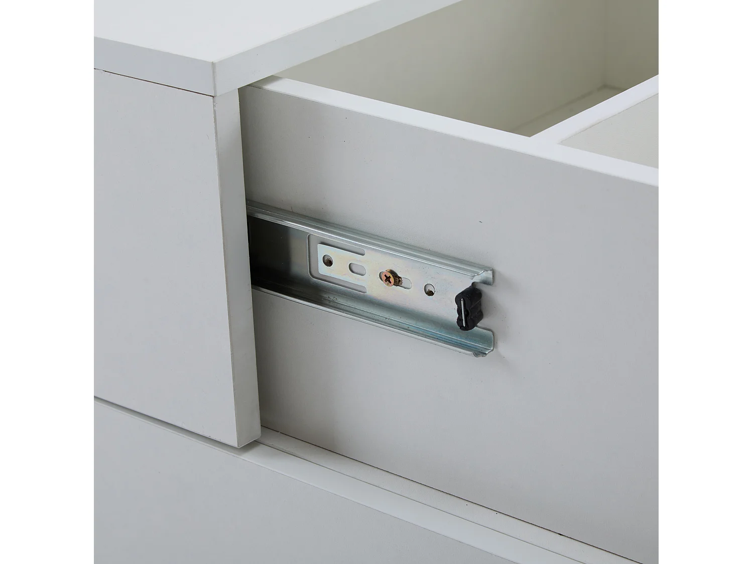 Table basse 90x55x45cm LED verre marbré 2 tiroirs blanc pour salon