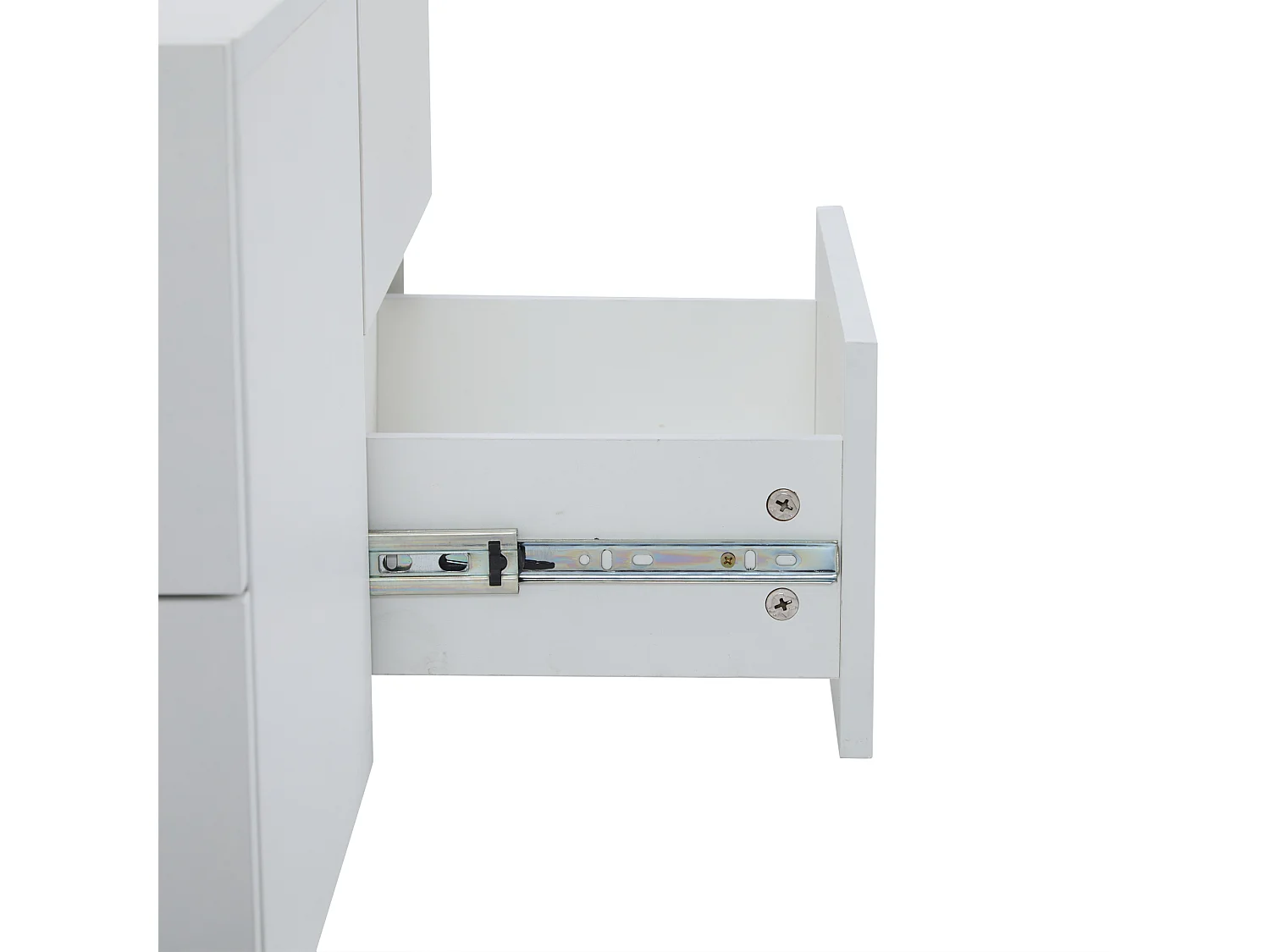 Table basse 90x55x45cm LED verre marbré 2 tiroirs blanc pour salon