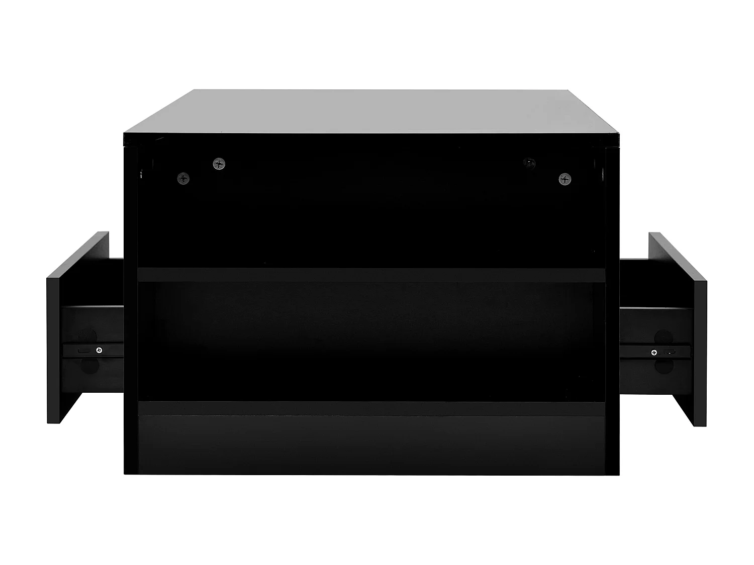 Table basse moderne 95x53x37cm finition brillante 2 tiroirs 2 étagères Noir pour salon