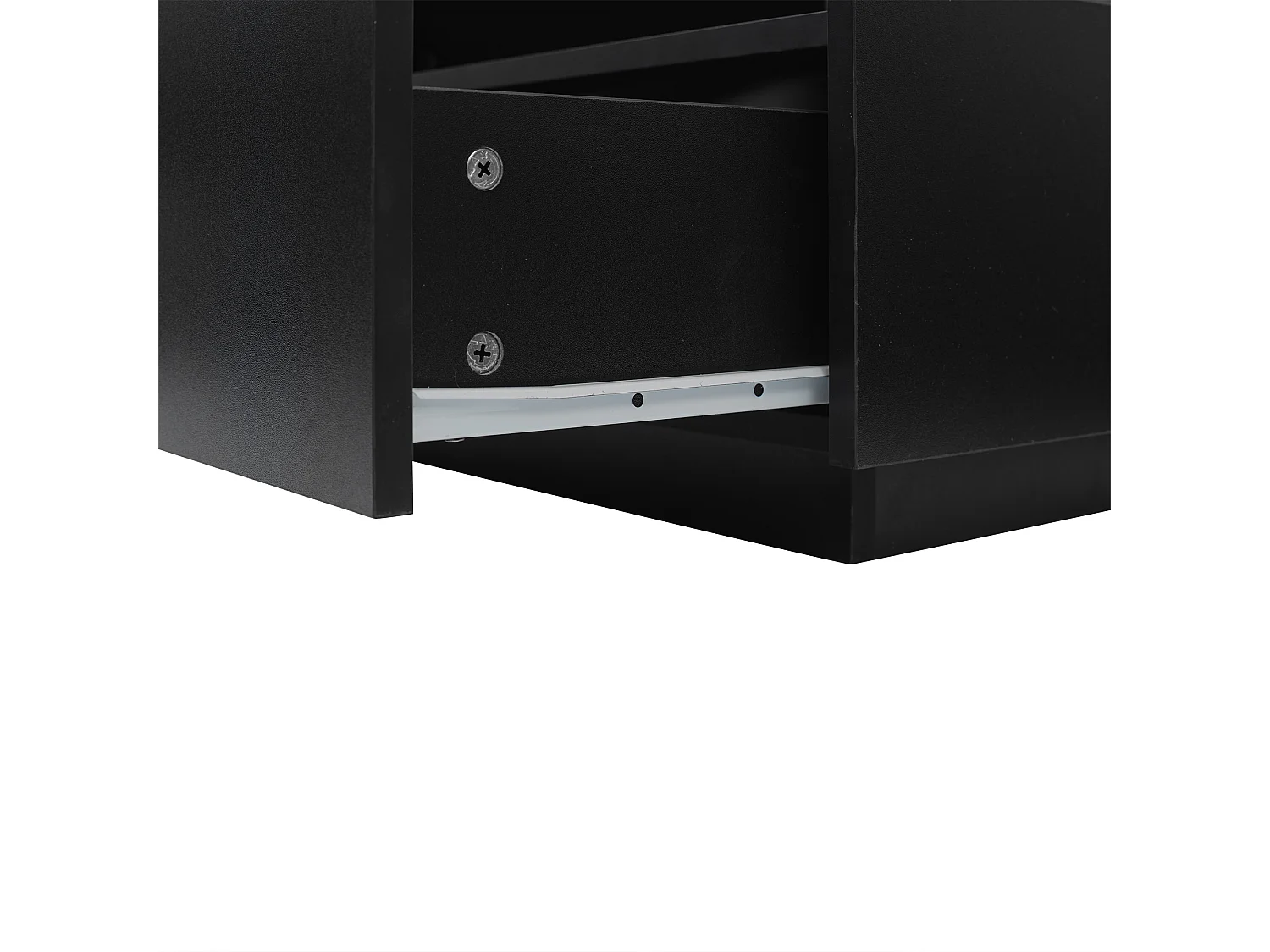 Table basse LED 70x70x41 cm verre brillant 2 tiroirs Noir