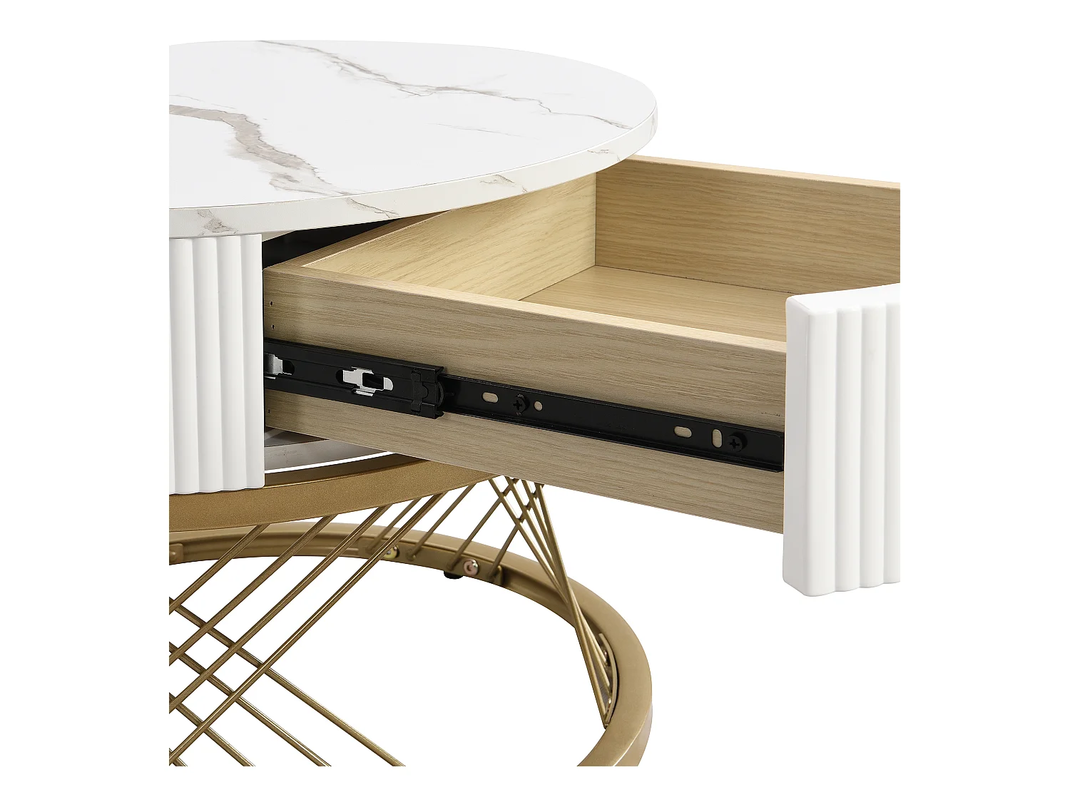 Set van 2 in elkaar passende salontafels 70x70x45 cm bijzettafel met lades zwart-wit MDF materiaal voor woonkamer