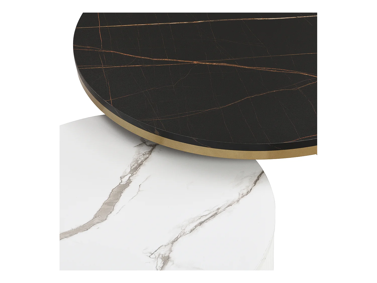 Set van 2 in elkaar passende salontafels 70x70x45 cm bijzettafel met lades zwart-wit MDF materiaal voor woonkamer