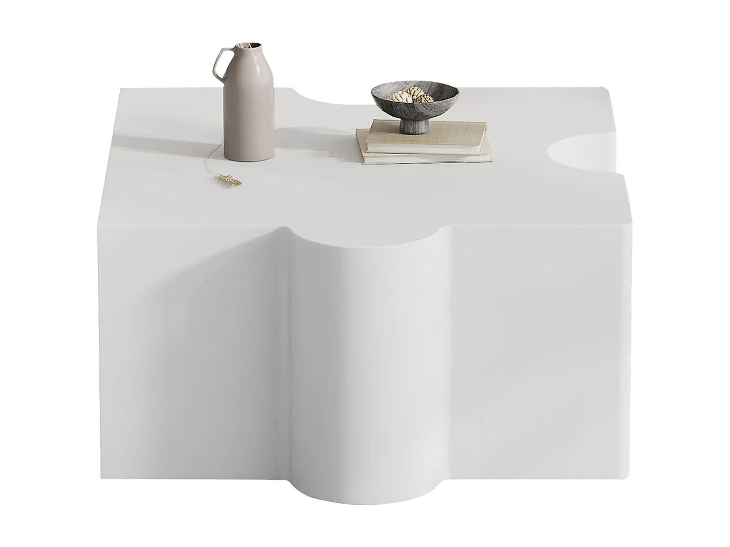 Tables basses 65x60x32 cm modulables design puzzle séparables blanc salon