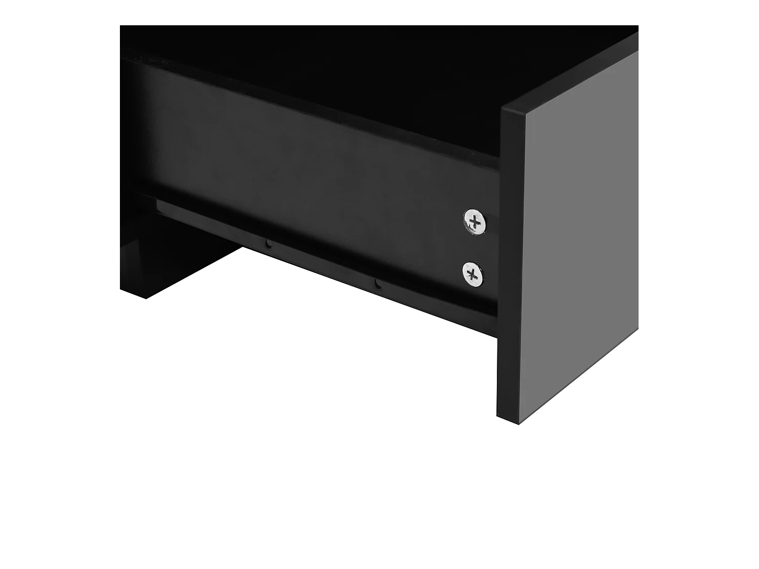 Table basse 100x60x49.5 cm plateau brillant anti-rayures surface lisse noir salon
