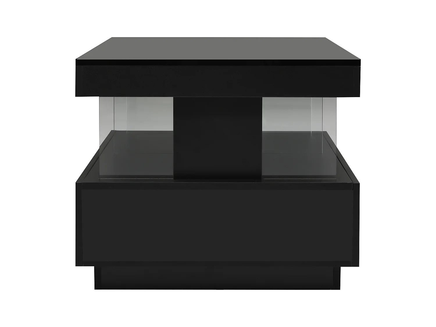 Table basse 100x60x49.5 cm plateau brillant anti-rayures surface lisse noir salon